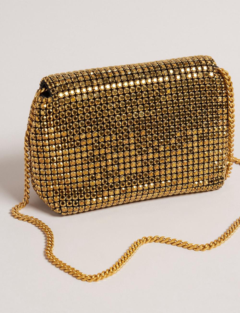 Gold Ted Baker GLITERS - Crystal Embellished Mini Women Crossbody Bags | Ireland  2360-OCRXZ