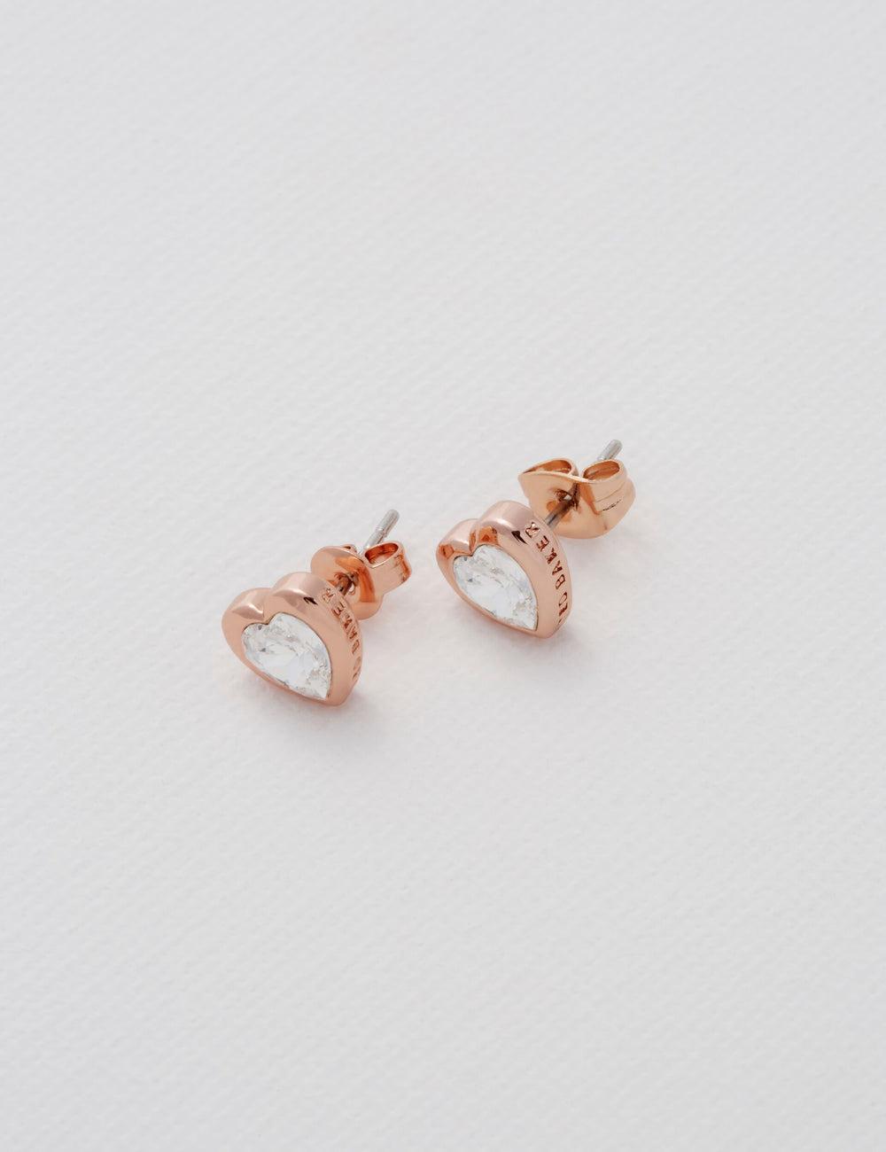 Gold Ted Baker HAN - Solitaire Crystal Heart Stud Women Earrings | Ireland  4281-NXBDL