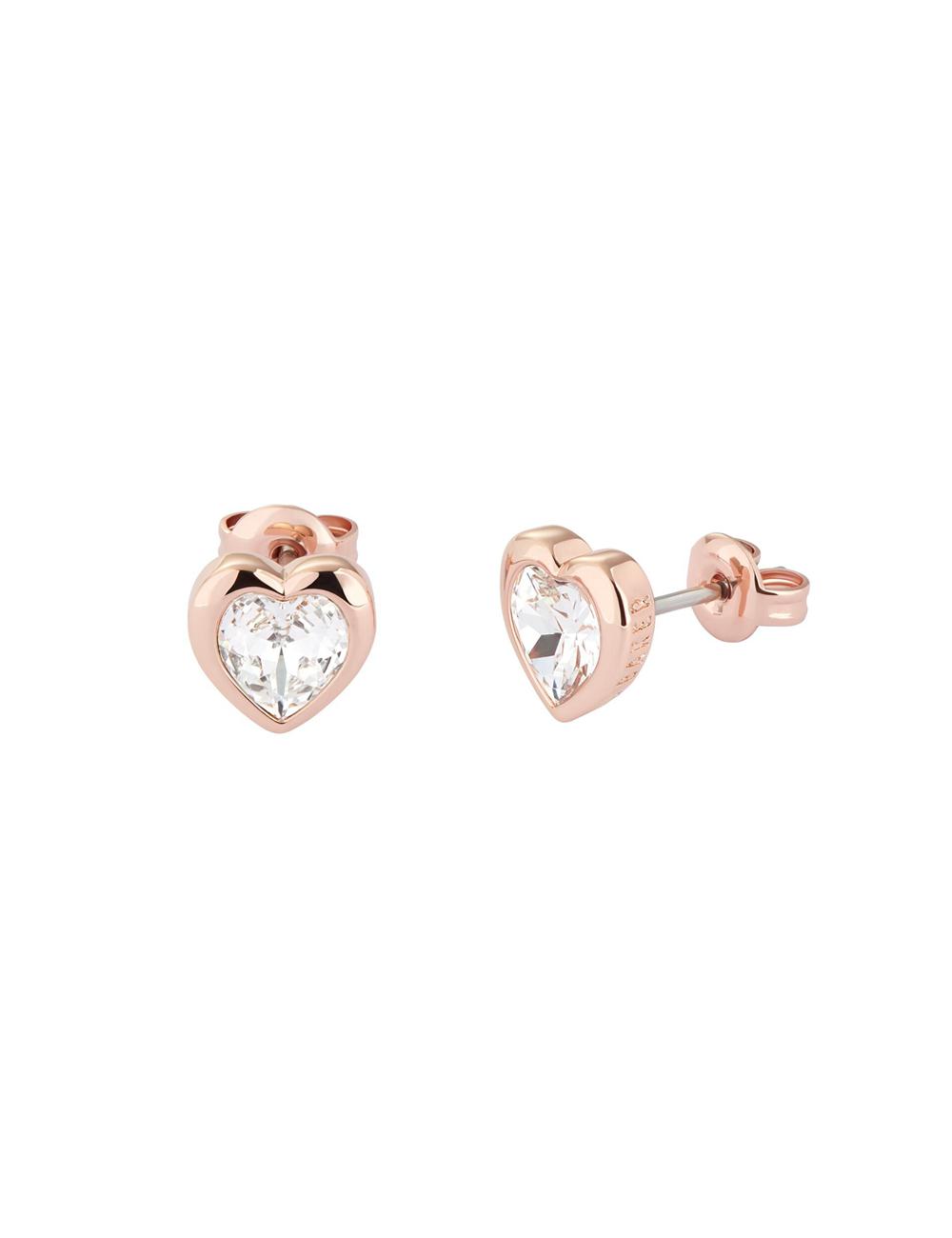 Gold Ted Baker HAN - Solitaire Crystal Heart Stud Women Earrings | Ireland  4281-NXBDL