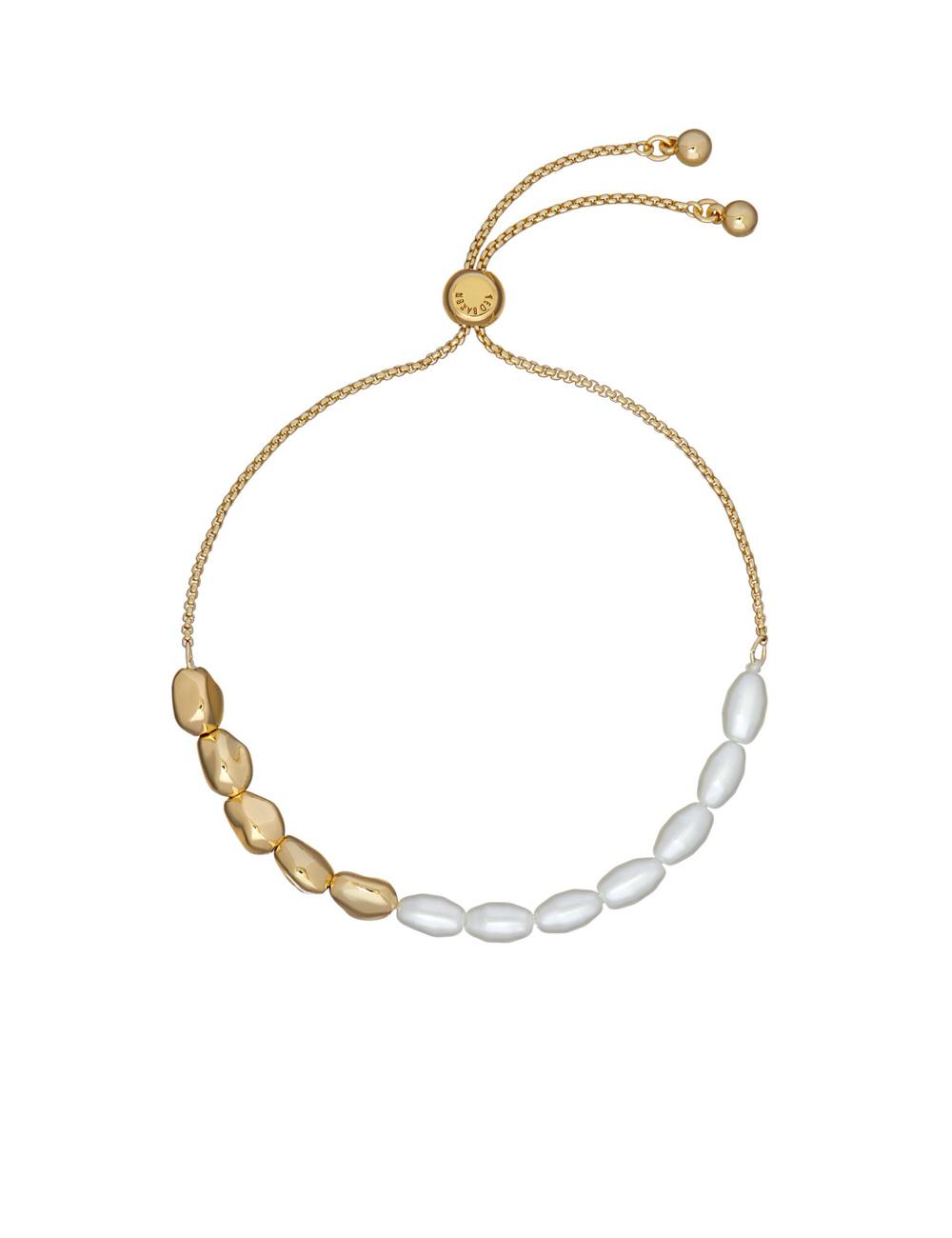 Gold Ted Baker INELA - Island Pearl Bead Adjustable Women Bracelets | Ireland  7628-POFTW