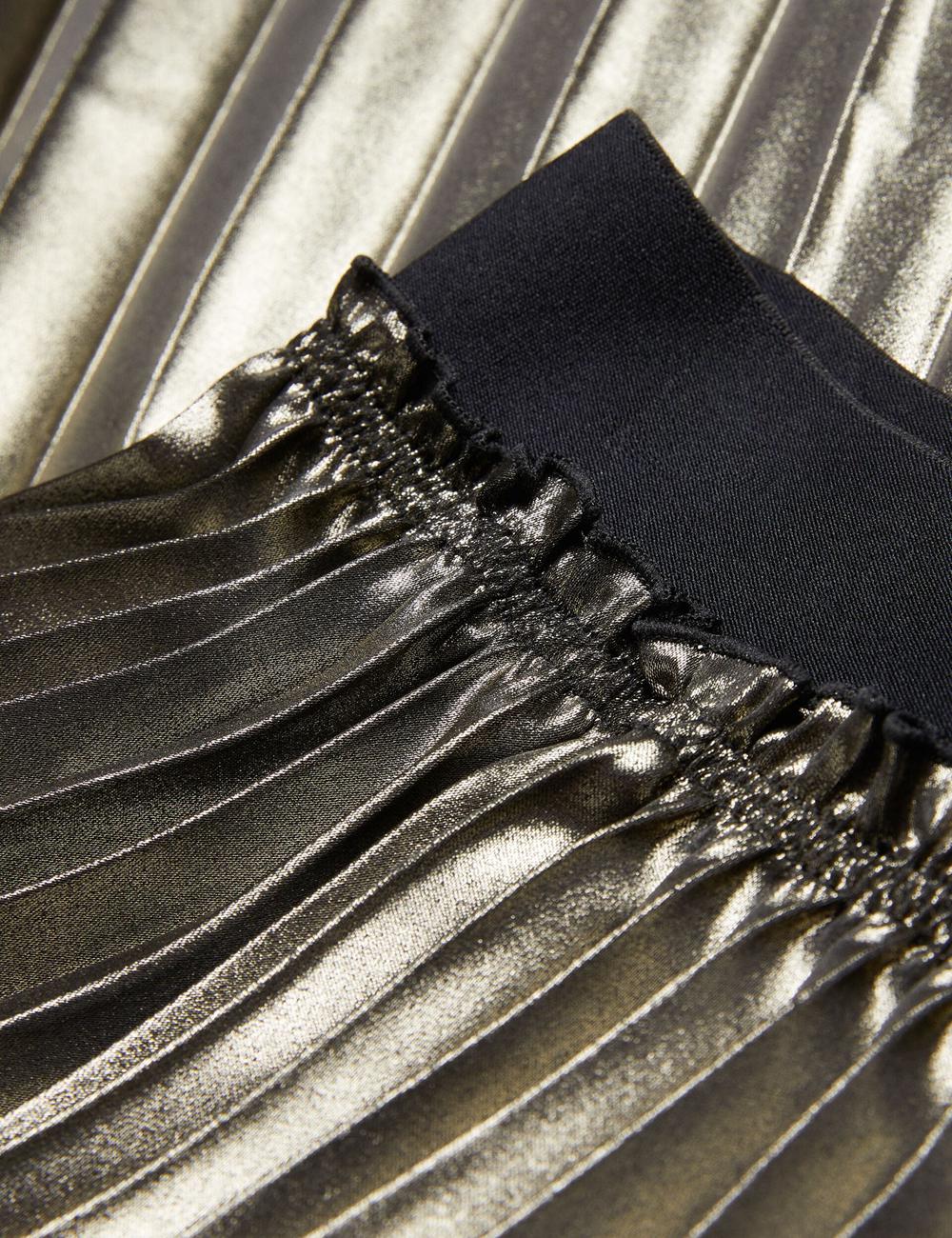 Gold Ted Baker KESE - Metallic Pleated A-Line Women Midi Skirts | Ireland  1603-RFBDK