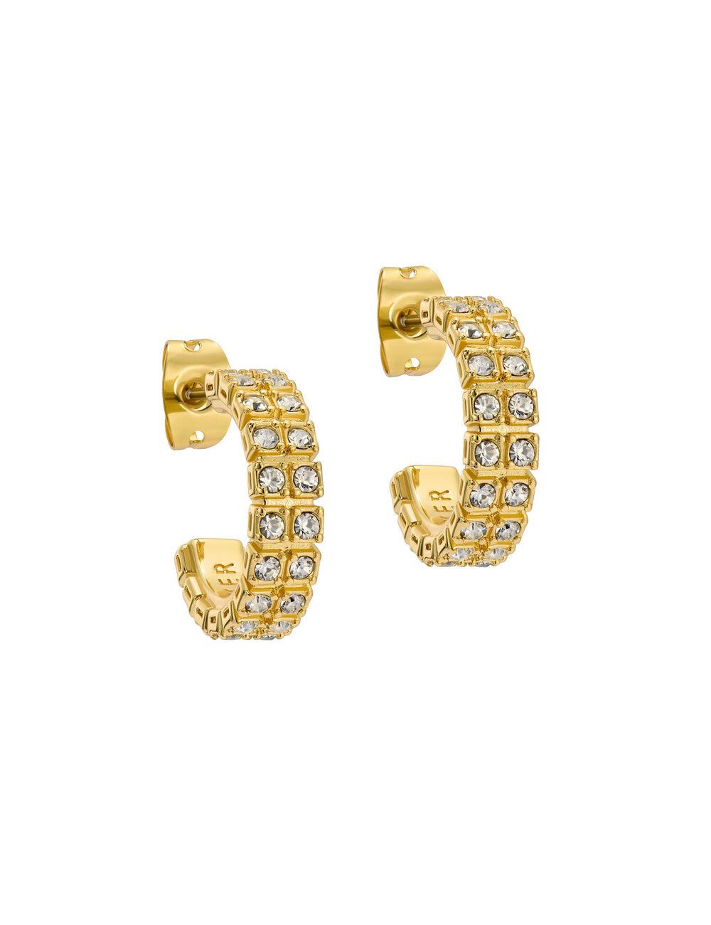 Gold Ted Baker MELLRIE - Double Row Crystal Hoop Women Earrings | Ireland  8946-RIXTE