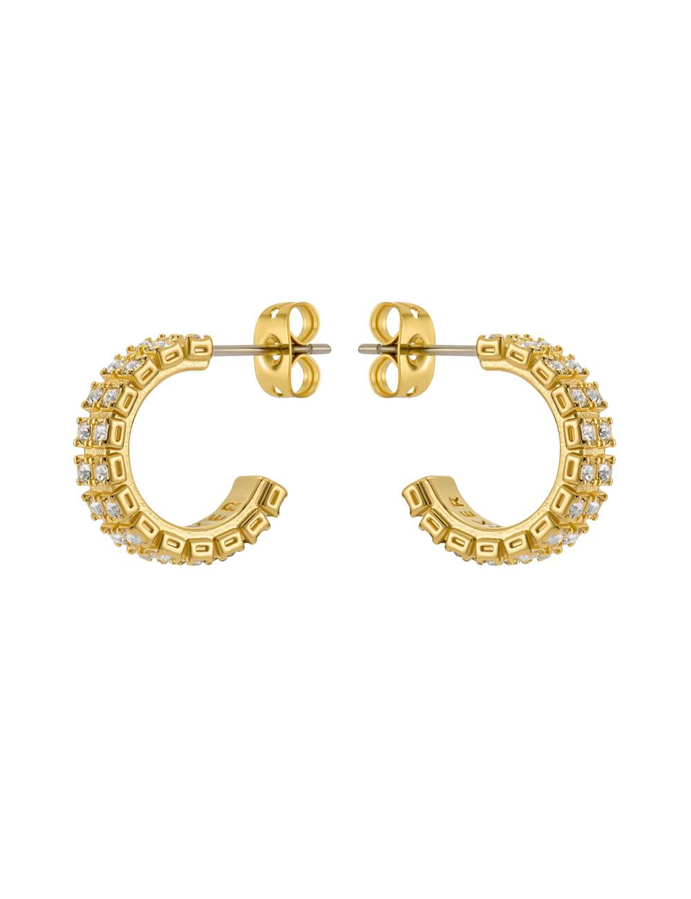 Gold Ted Baker MELLRIE - Double Row Crystal Hoop Women Earrings | Ireland  8946-RIXTE