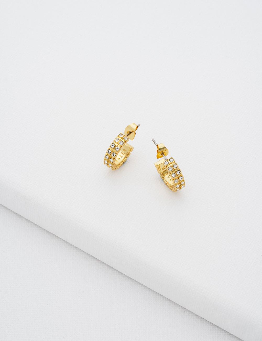 Gold Ted Baker MELLRIE - Double Row Crystal Hoop Women Earrings | Ireland  8946-RIXTE