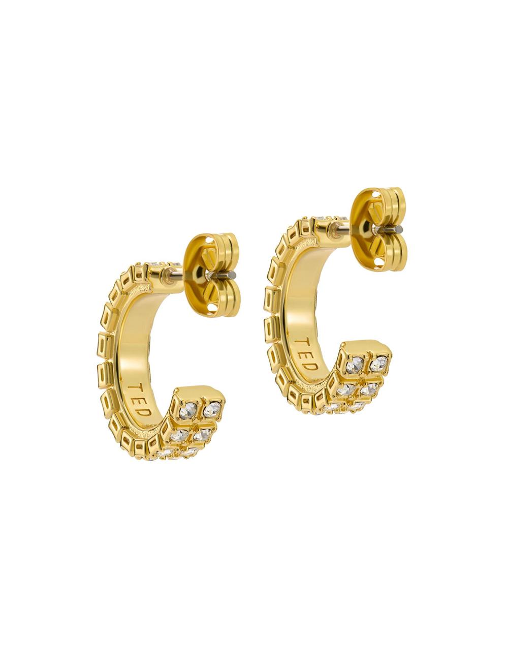 Gold Ted Baker MELLRIE - Double Row Crystal Hoop Women Earrings | Ireland  8946-RIXTE