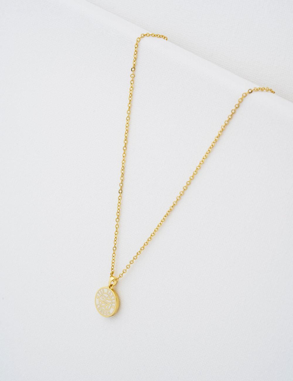 Gold Ted Baker MONELLA - Monogram Logo Coin Pendant Women Necklaces | Ireland  7504-QXASM