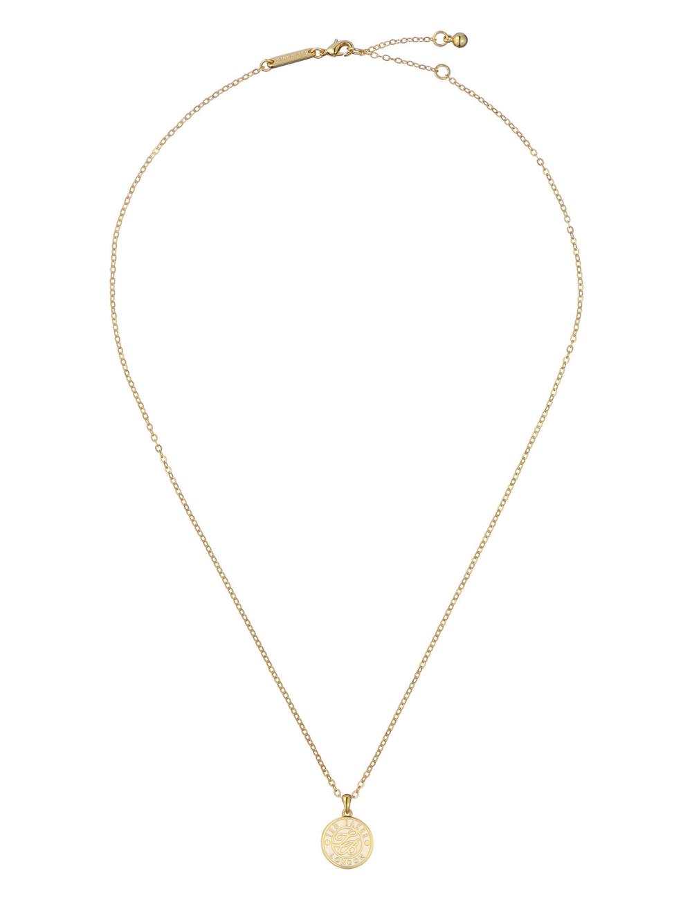 Gold Ted Baker MONELLA - Monogram Logo Coin Pendant Women Necklaces | Ireland  7504-QXASM