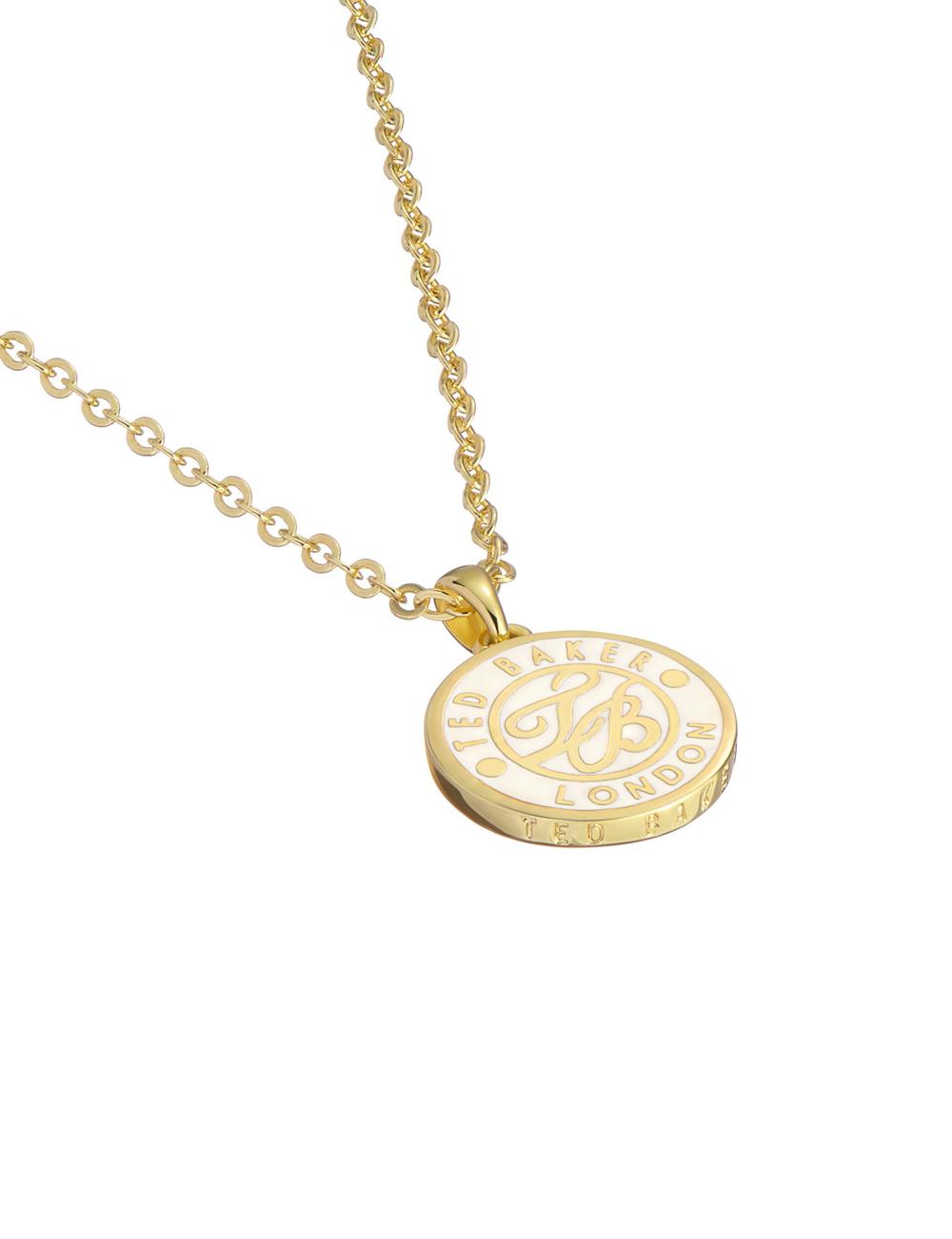 Gold Ted Baker MONELLA - Monogram Logo Coin Pendant Women Necklaces | Ireland  7504-QXASM