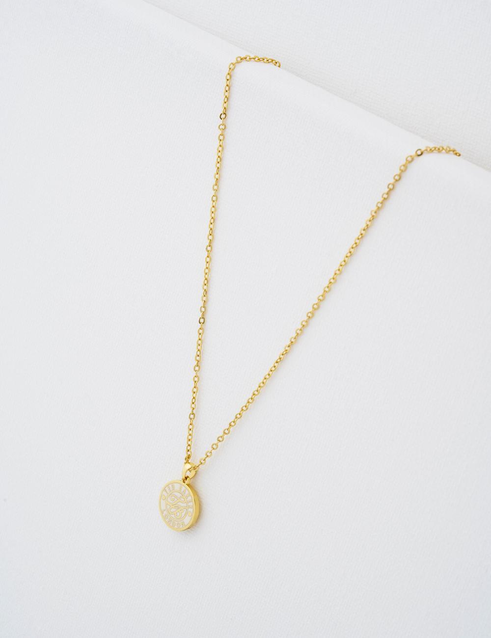 Gold Ted Baker MONELLA - Monogram Logo Coin Pendant Women Necklaces | Ireland  7504-QXASM