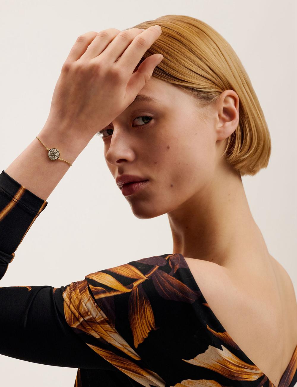 Gold Ted Baker MONELLE - Monogram Logo Coin Adjustable Women Bracelets | Ireland  2039-KDWIB