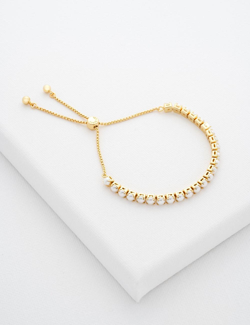 Gold Ted Baker PERRMEL - Pearl Adjustable Tennis Women Bracelets | Ireland  5876-DUHLN