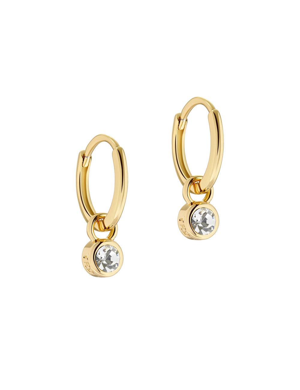 Gold Ted Baker SINALAA - Crystal Pendant Huggie Women Earrings | Ireland  6405-KXEOP
