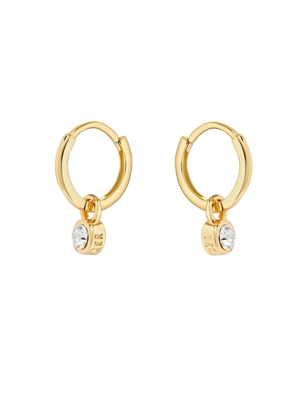 Gold Ted Baker SINALAA - Crystal Pendant Huggie Women Earrings | Ireland  6405-KXEOP