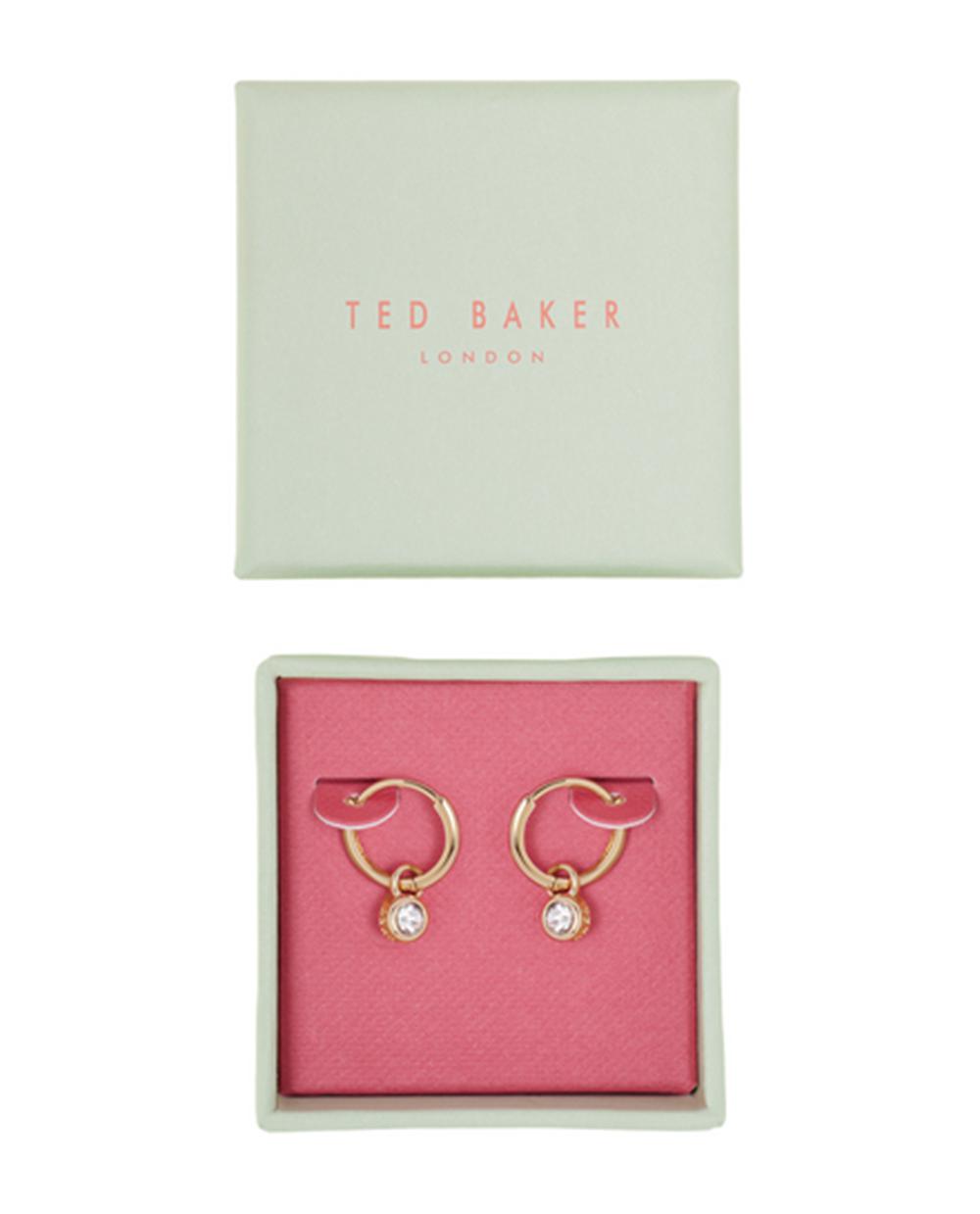 Gold Ted Baker SINALAA - Crystal Pendant Huggie Women Earrings | Ireland  6405-KXEOP