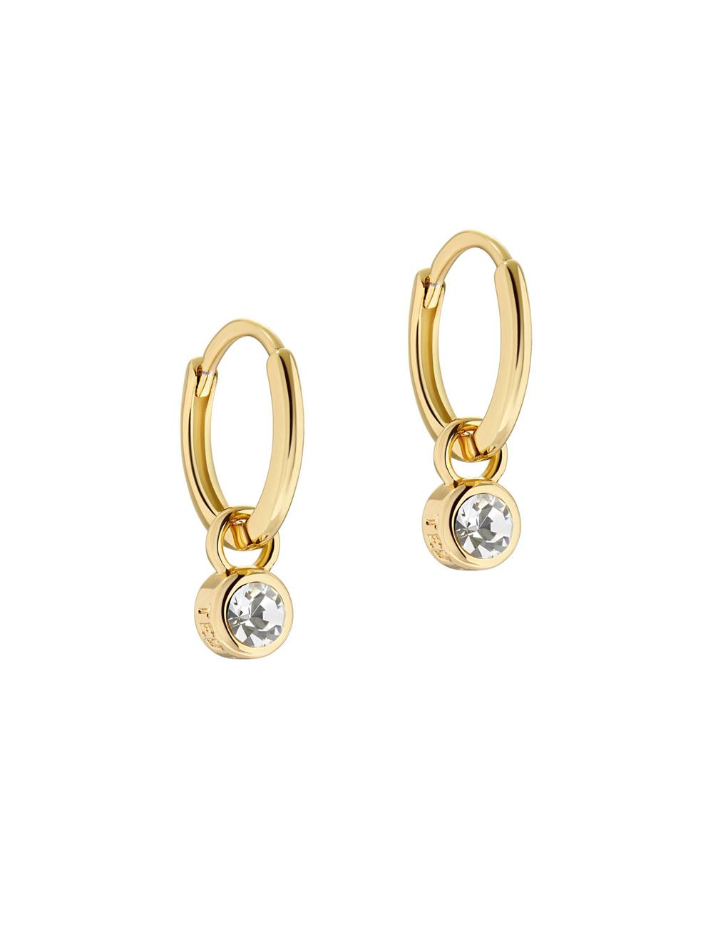 Gold Ted Baker SINALAA - Crystal Pendant Huggie Women Earrings | Ireland  6405-KXEOP