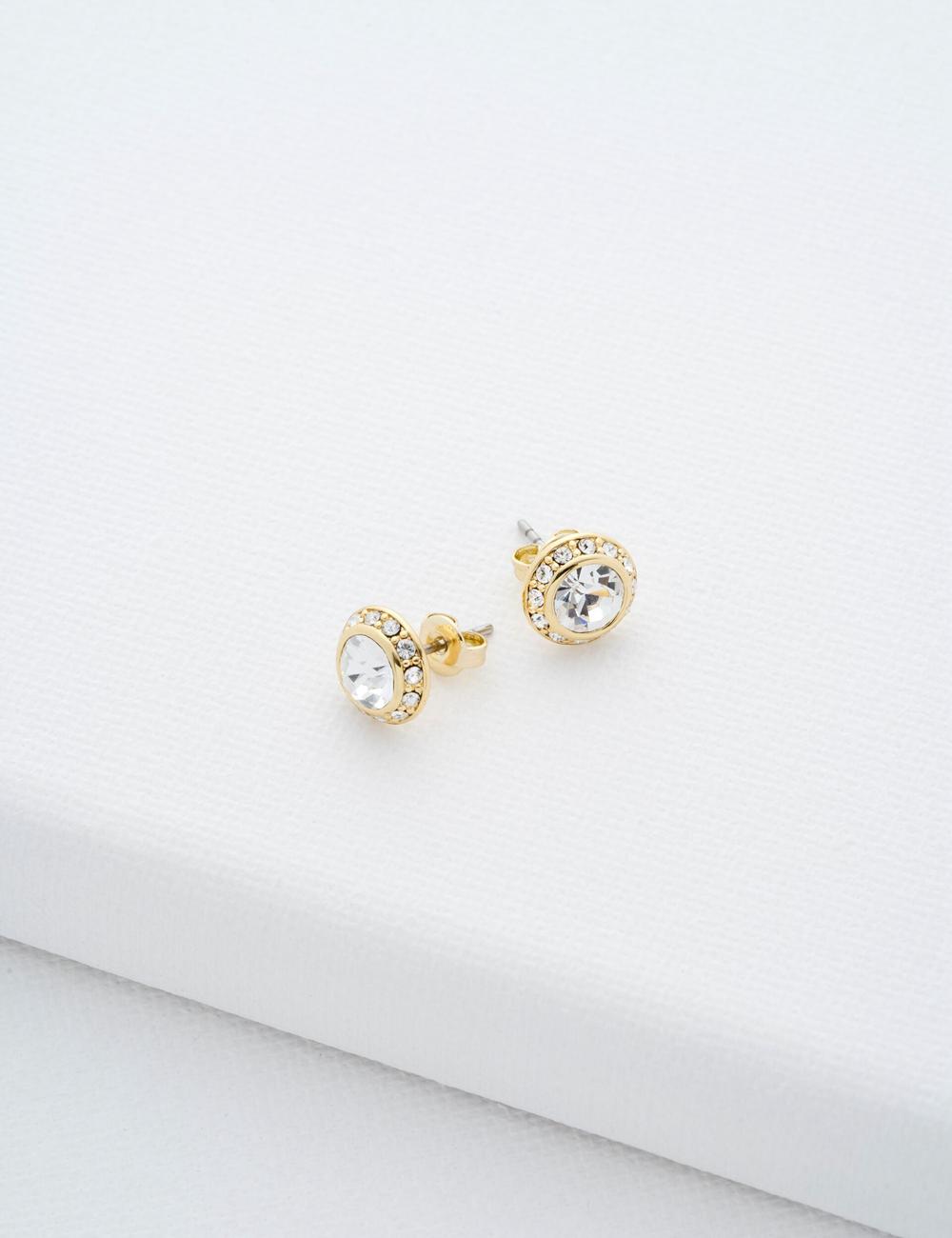 Gold Ted Baker SOLETIA - Solitaire Sparkle Crystal Stud Women Earrings | Ireland  5319-EGDUJ