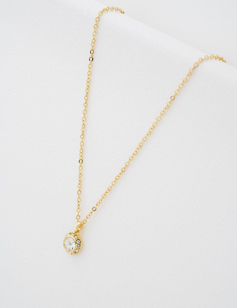 Gold Ted Baker SOLTELL - Solitaire Sparkle Crystal Pendant Women Necklaces | Ireland  2563-HRAUG