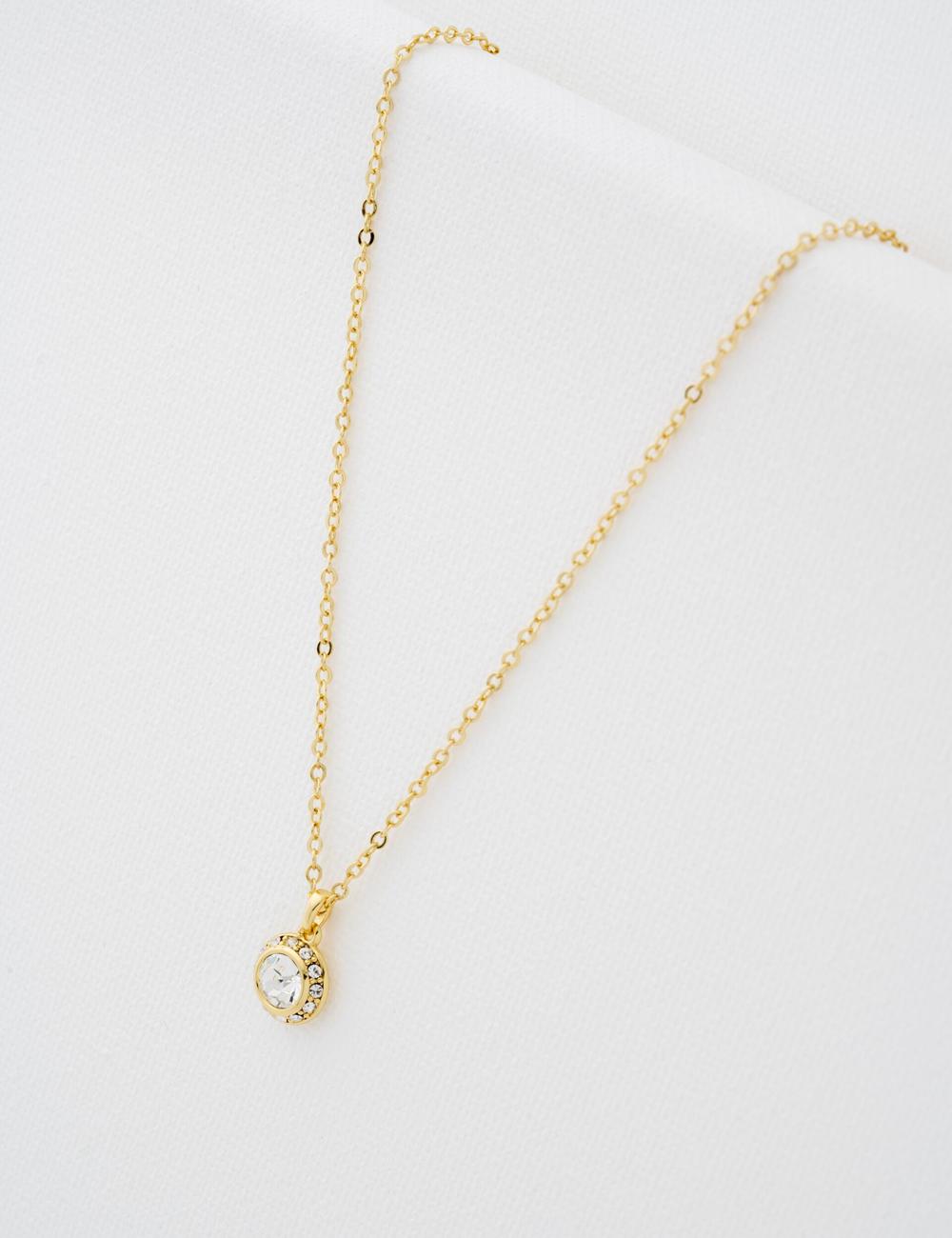 Gold Ted Baker SOLTELL - Solitaire Sparkle Crystal Pendant Women Necklaces | Ireland  2563-HRAUG