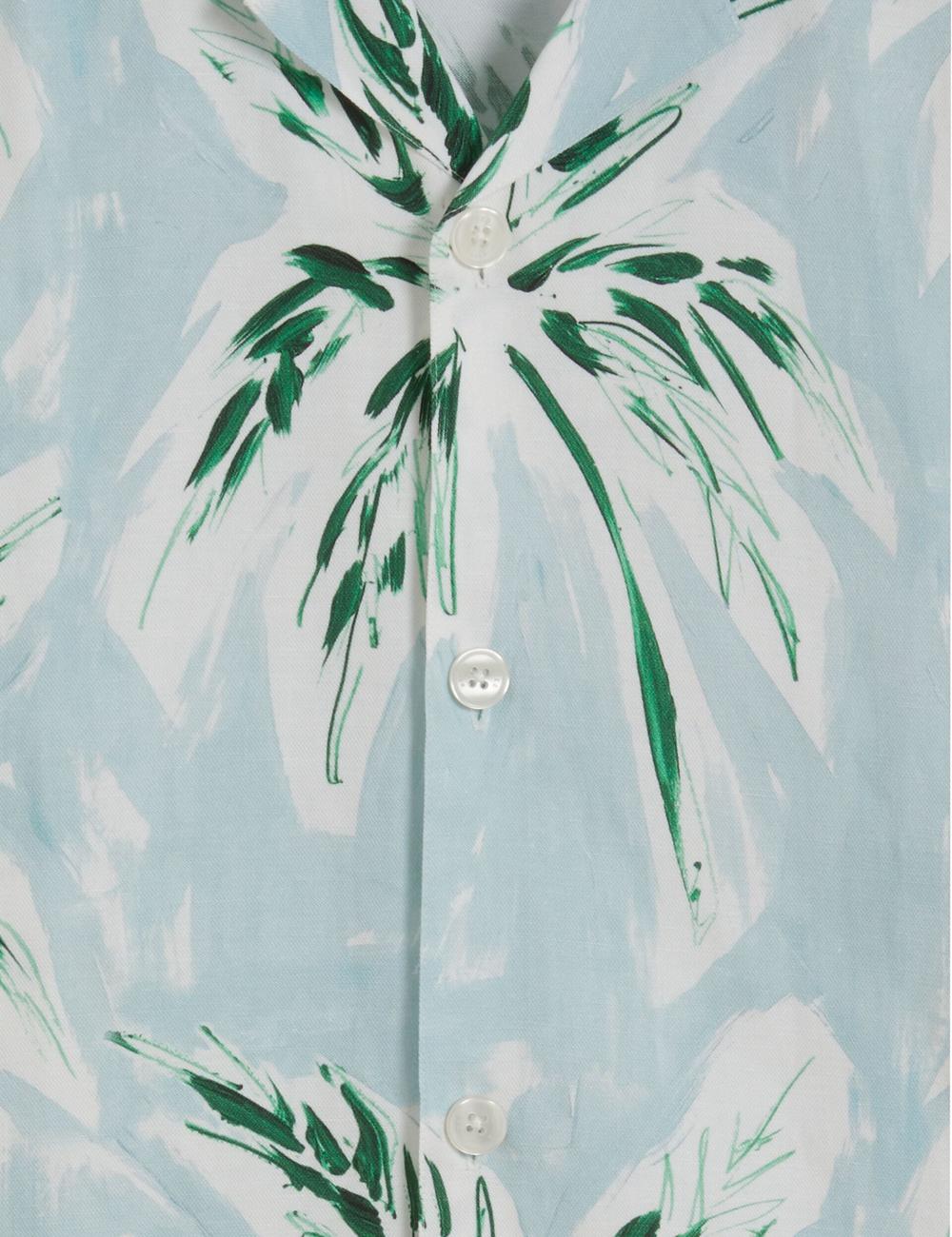 Green Ted Baker BOCHE - Short Sleeve Regular Tropical Palm Tree Men Casual Shirts | Ireland  7928-CLBFP