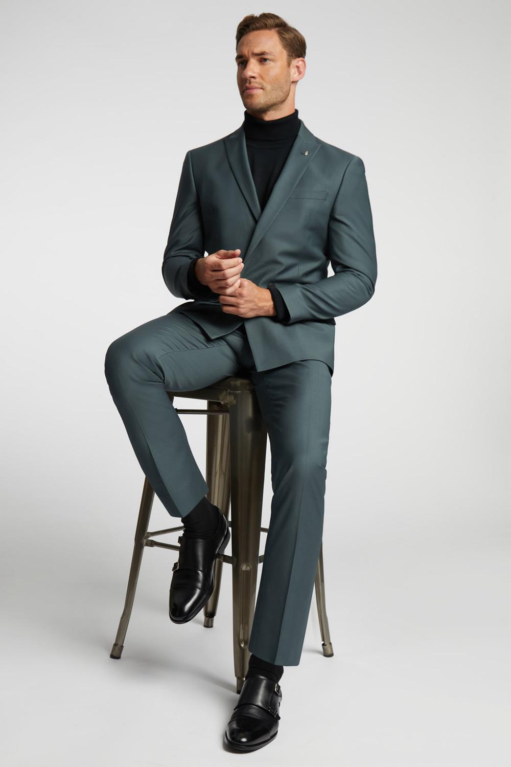 Green Ted Baker LUNANTS - Wool Blend Slim Suit Men Trousers | Ireland  2483-BZSGC