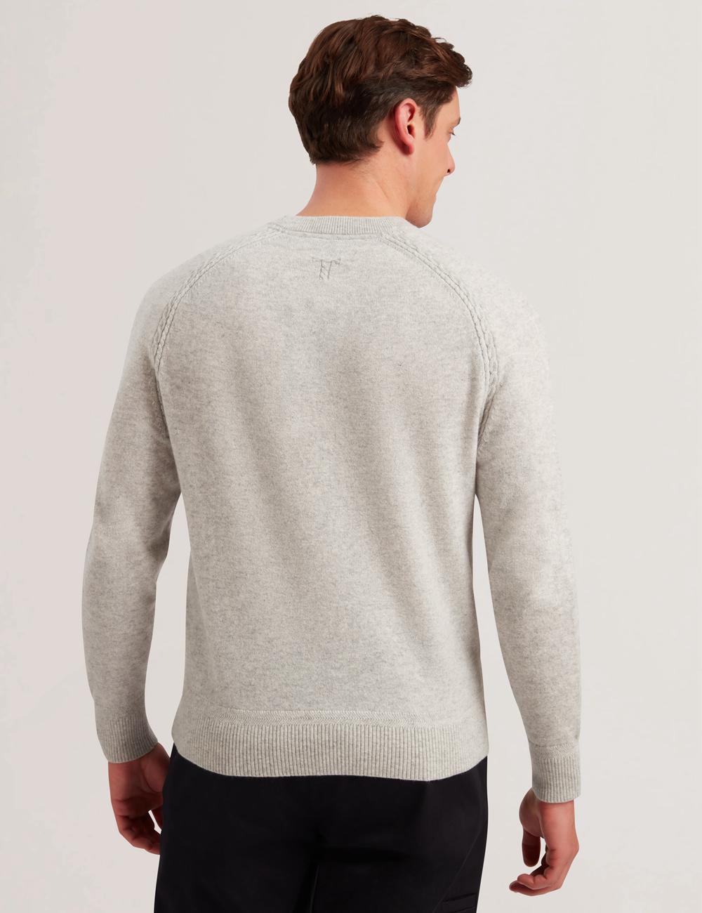 Grey Ted Baker GLANT - Cashmere Cable Detail Crew Neck Men Jumpers | Ireland  2531-LFVPI