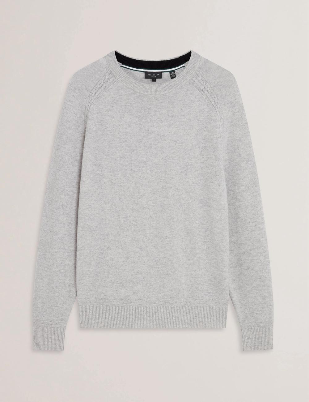 Grey Ted Baker GLANT - Cashmere Cable Detail Crew Neck Men Jumpers | Ireland  2531-LFVPI