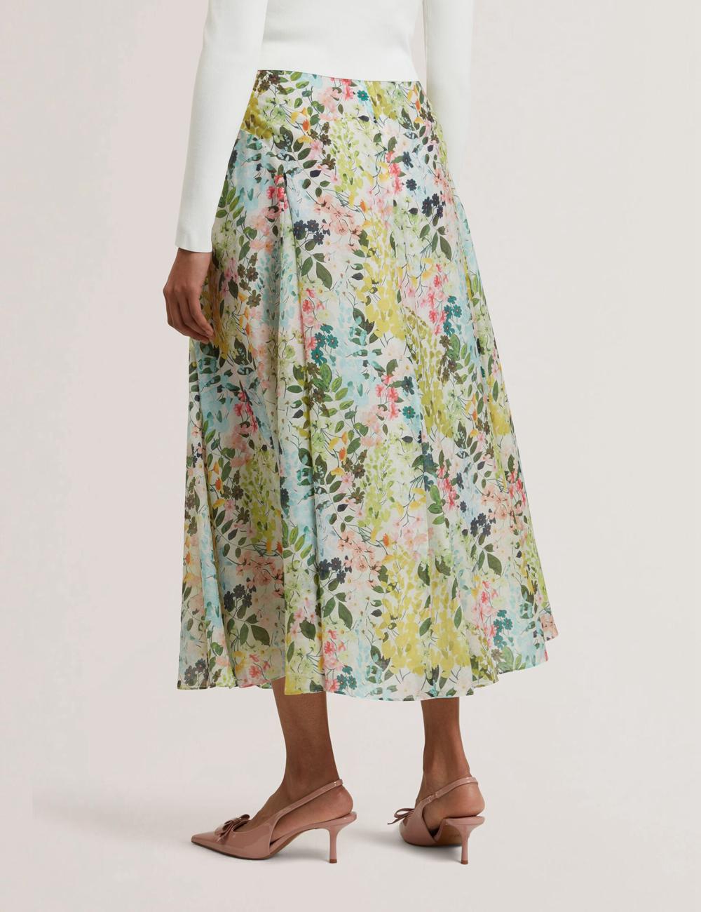 Ivory Ted Baker AZULLA - Floral A-Line Woven Women Midi Skirts | Ireland  3980-CHGJP