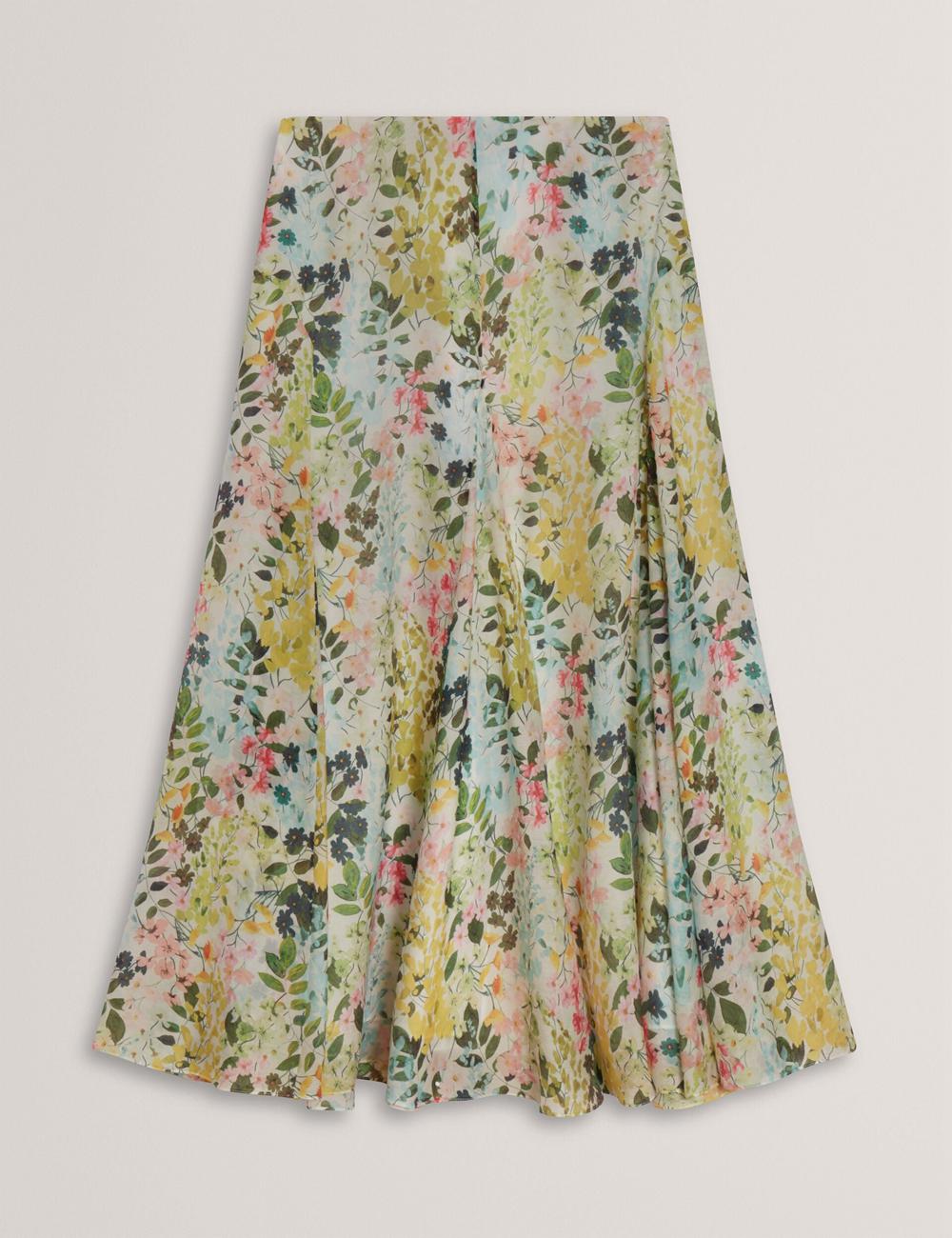 Ivory Ted Baker AZULLA - Floral A-Line Woven Women Midi Skirts | Ireland  3980-CHGJP