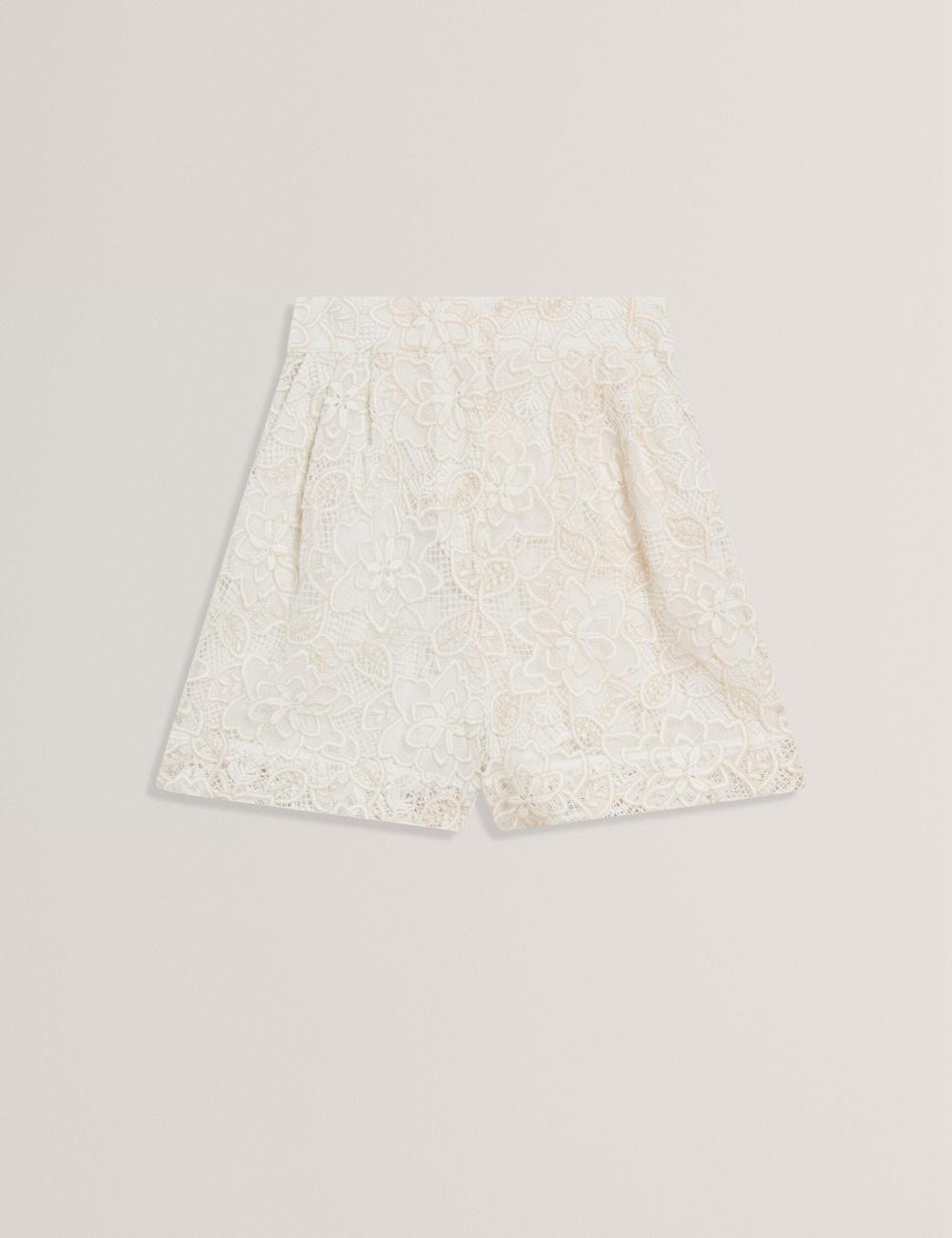 Ivory Ted Baker BOWIA - Lace High Waisted Tailored Women Shorts | Ireland  1062-UGPWQ