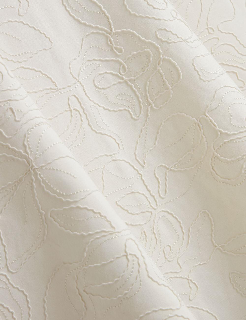 Ivory Ted Baker CLODAA - Embroidered Short Sleeve Skater Women Mini Dresses | Ireland  4352-OQUJA