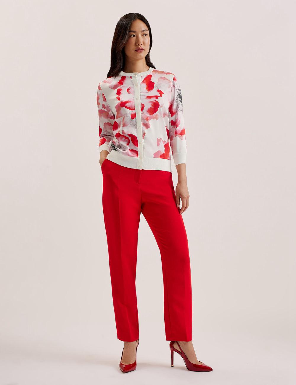 Ivory Ted Baker DARCIYY - Printed Front 3/4 Sleeve Women Cardigans | Ireland  9208-BYSKW