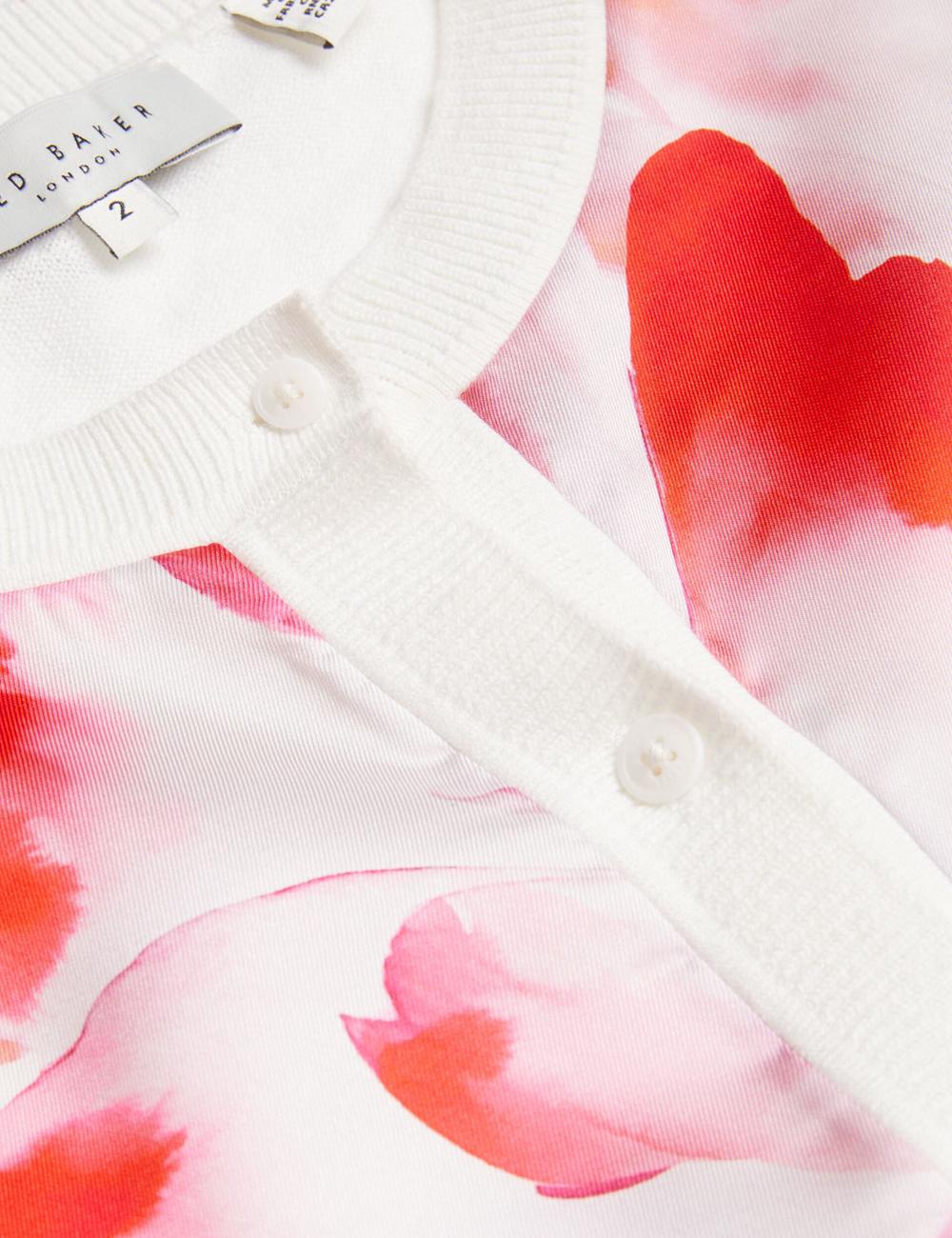Ivory Ted Baker DARCIYY - Printed Front 3/4 Sleeve Women Cardigans | Ireland  9208-BYSKW