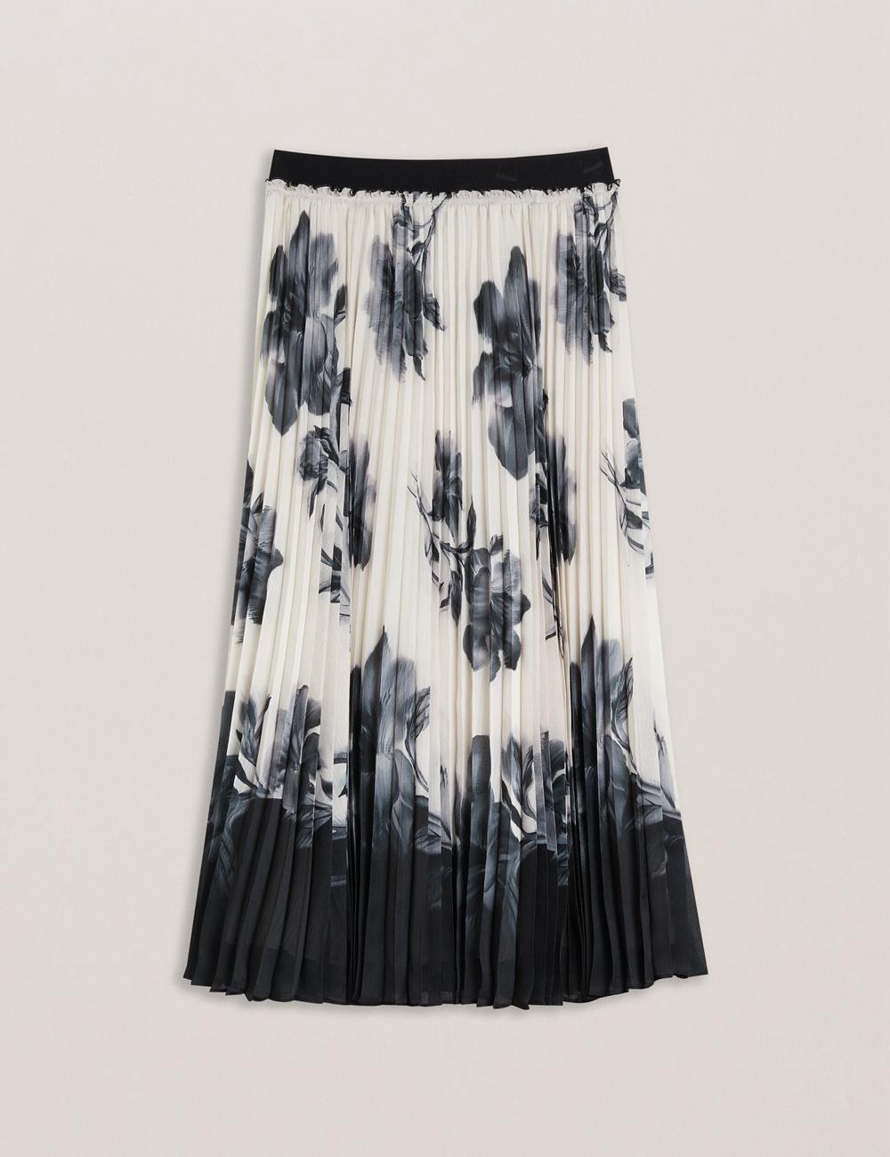 Ivory Ted Baker EMISTA - Monochrome Print Pleated Women Midi Skirts | Ireland  1759-HBFKN