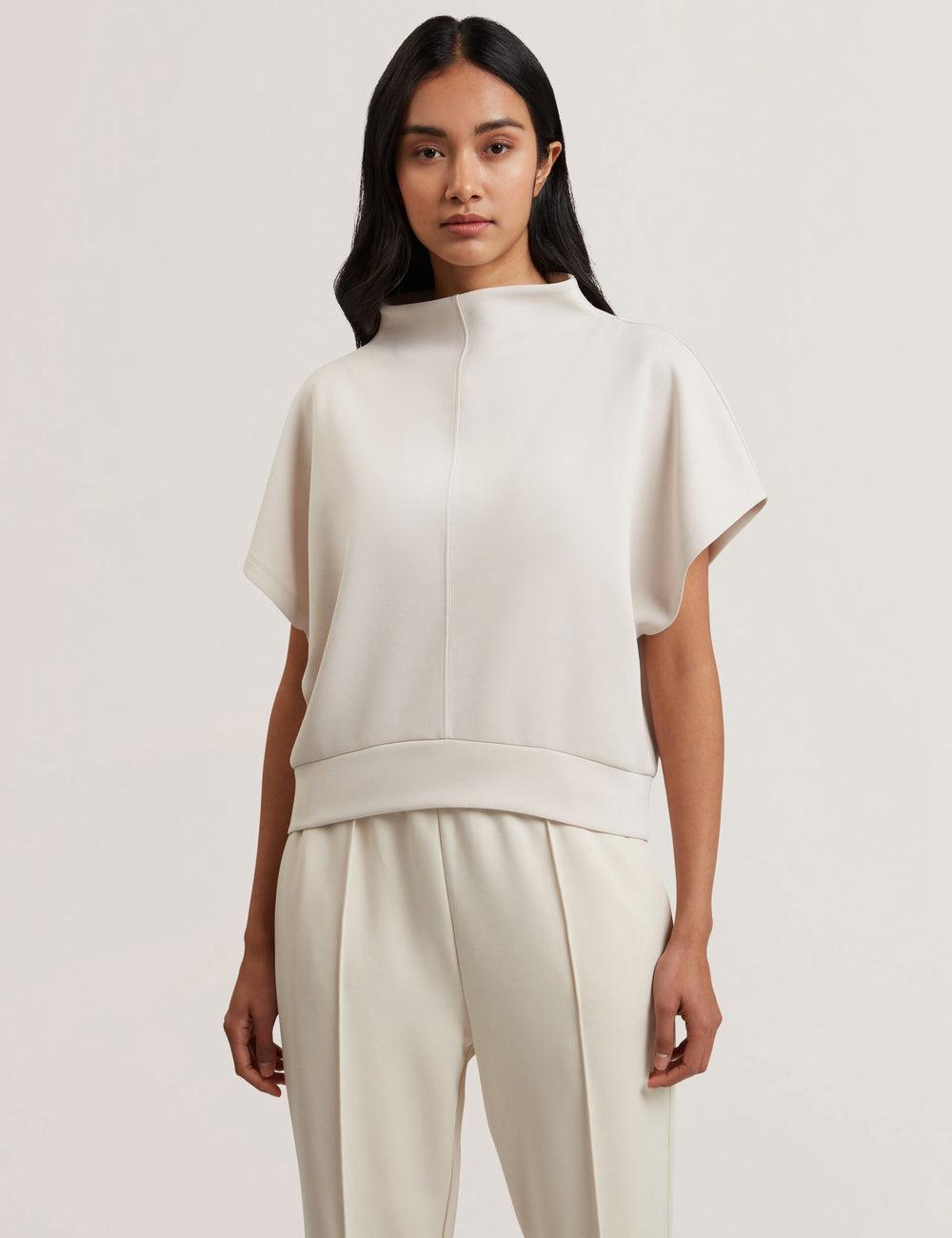 Ivory Ted Baker HALIYY - Funnel Neck Boxy Short Sleeve Women Sweatshirts | Ireland  3961-IKQTG