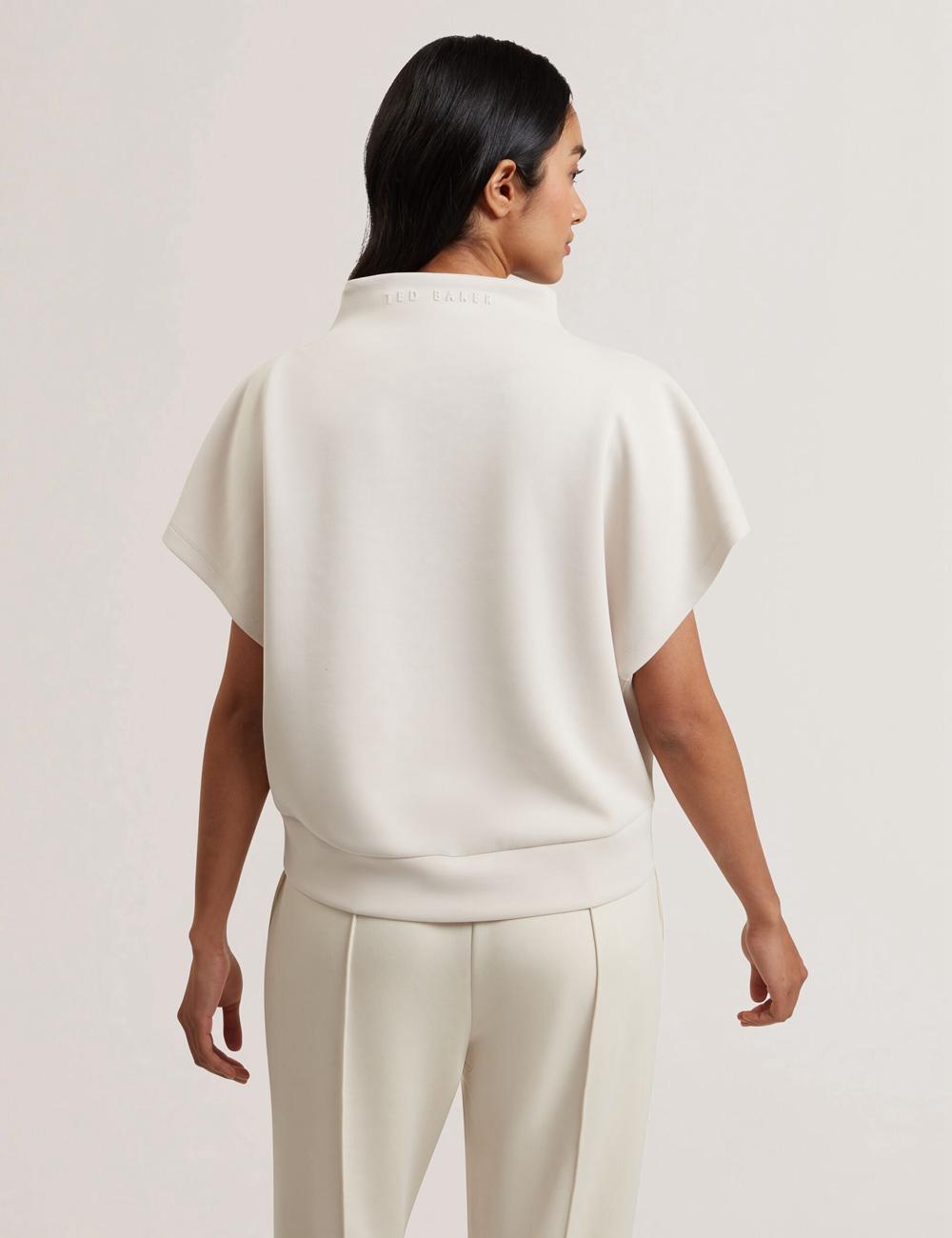 Ivory Ted Baker HALIYY - Funnel Neck Boxy Short Sleeve Women Sweatshirts | Ireland  3961-IKQTG