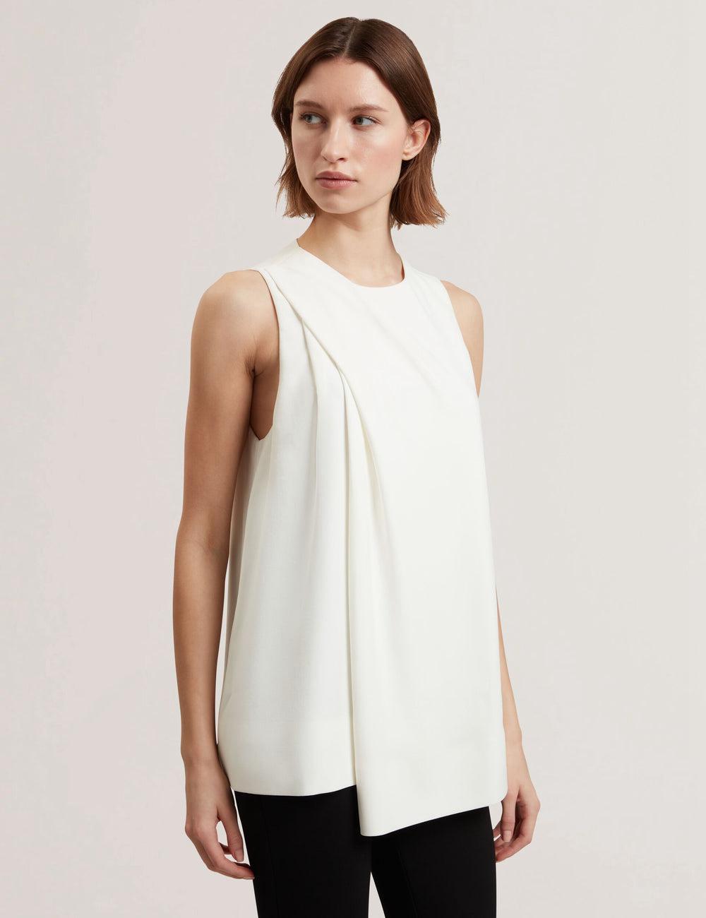Ivory Ted Baker ICANA - Draped Front Asymmetric Sleeveless Women Tops | Ireland  5027-CXIME