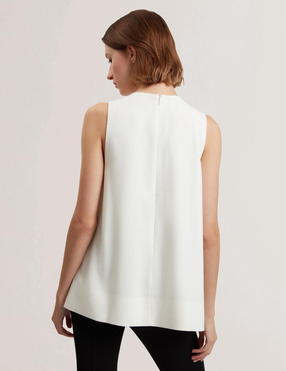 Ivory Ted Baker ICANA - Draped Front Asymmetric Sleeveless Women Tops | Ireland  5027-CXIME