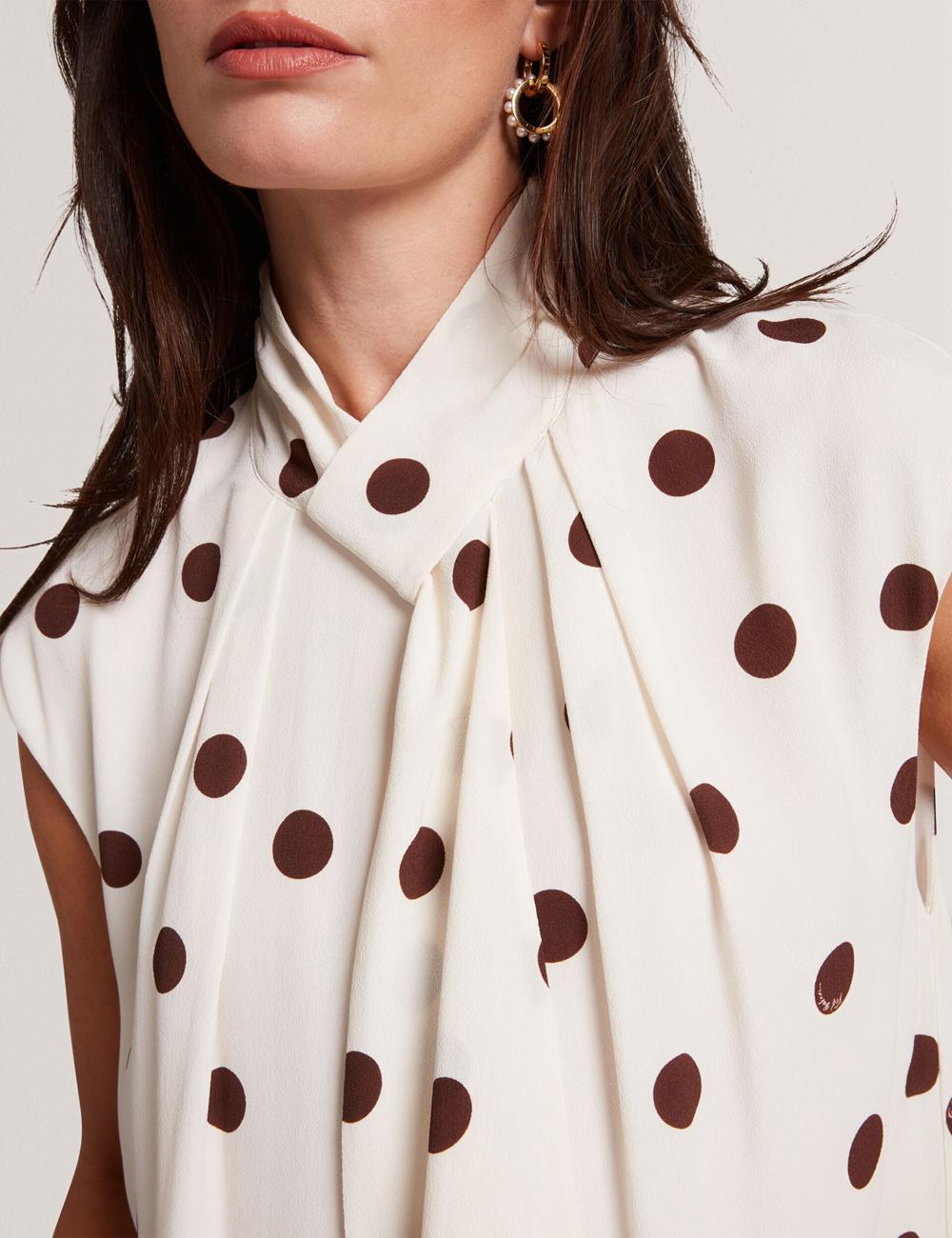 Ivory Ted Baker JUTUVA - Polka Dot Neck Shift Women Mini Dresses | Ireland  0823-MHNVF