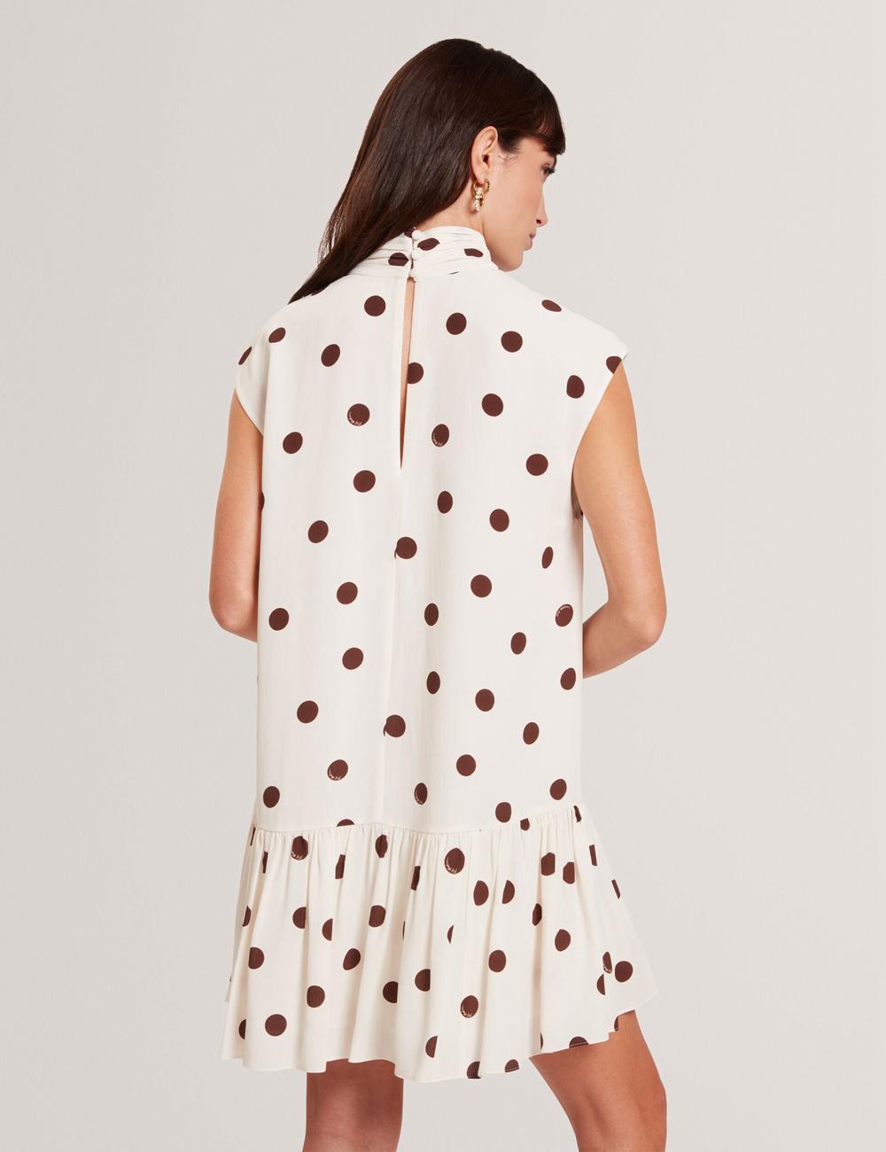 Ivory Ted Baker JUTUVA - Polka Dot Neck Shift Women Mini Dresses | Ireland  0823-MHNVF
