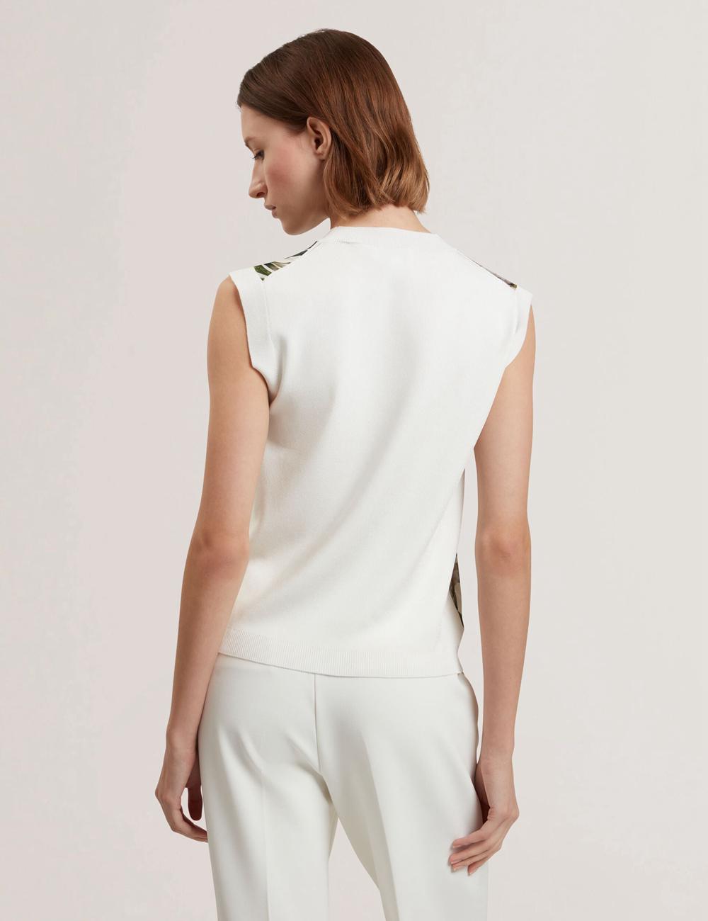 Ivory Ted Baker LIILEA - Floral Print Front Boxy Knitted Women Tops | Ireland  2108-WJCRX