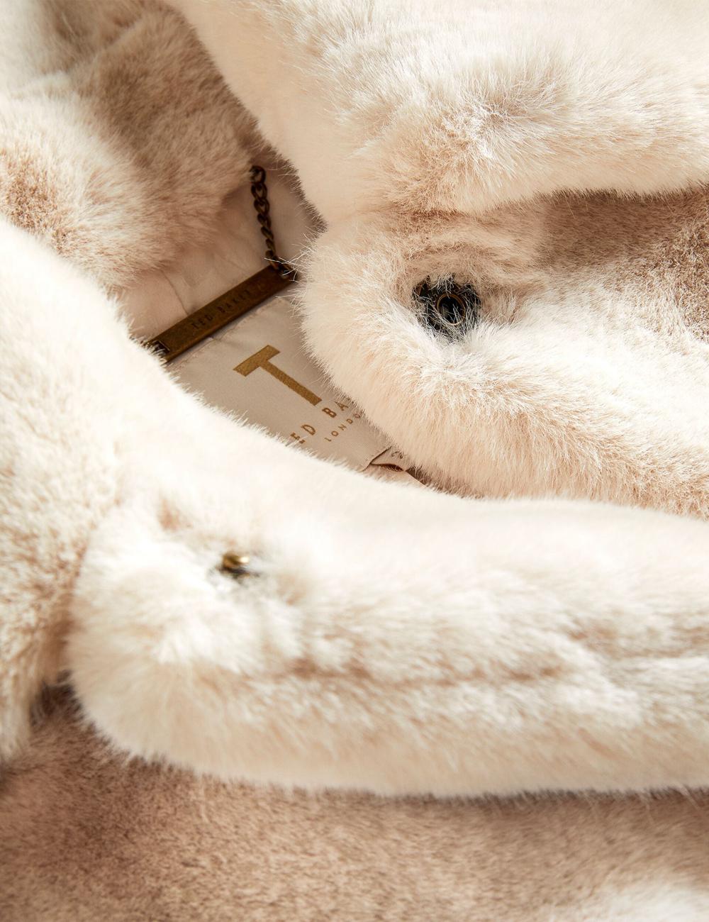 Ivory Ted Baker LILIAM - Faux Fur Collared Short Coat Women Jackets | Ireland  5739-UPRGS