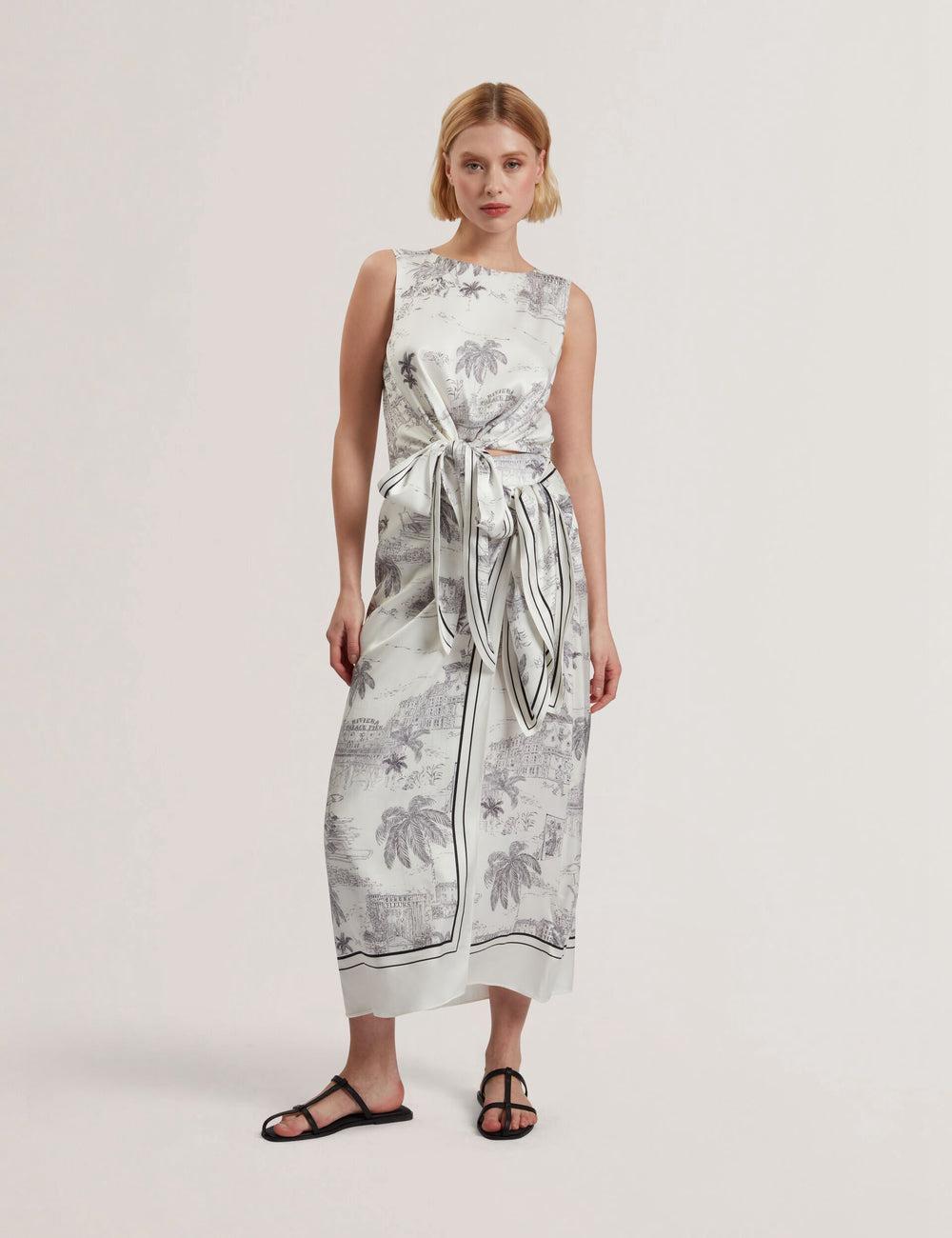 Ivory Ted Baker MELVA - Printed Detail Wrap Women Midi Skirts | Ireland  1029-KCYVH