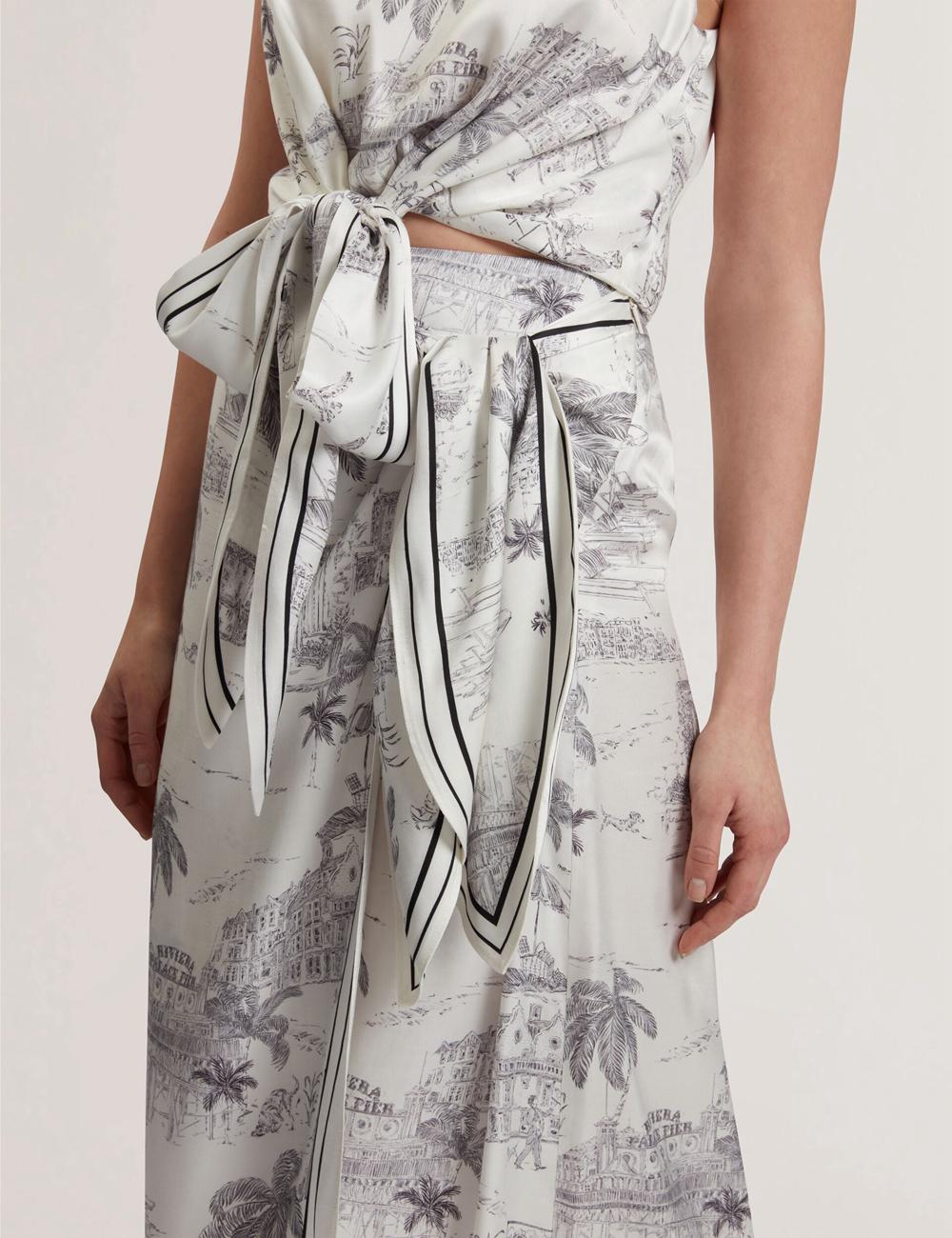 Ivory Ted Baker MELVA - Printed Detail Wrap Women Midi Skirts | Ireland  1029-KCYVH