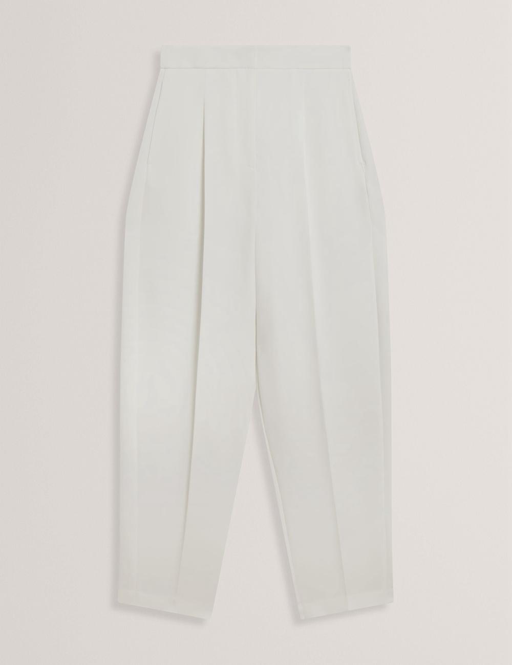 Ivory Ted Baker MORRIAT - Barrel Leg Woven Tailored Women Trousers | Ireland  4087-ORXIM