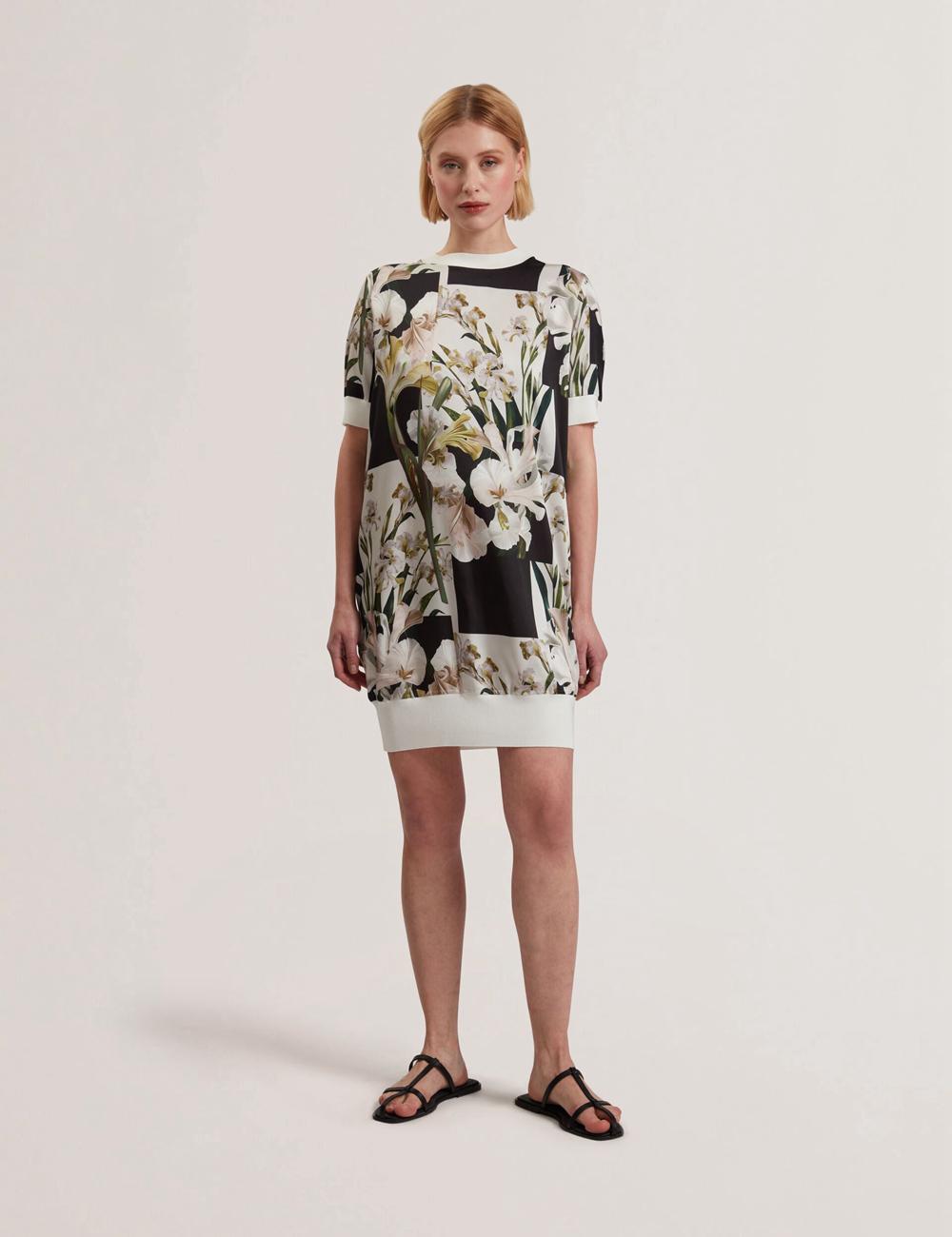 Ivory Ted Baker RONEEA - Printed Front Knitted Women Mini Dresses | Ireland  5629-URZFB