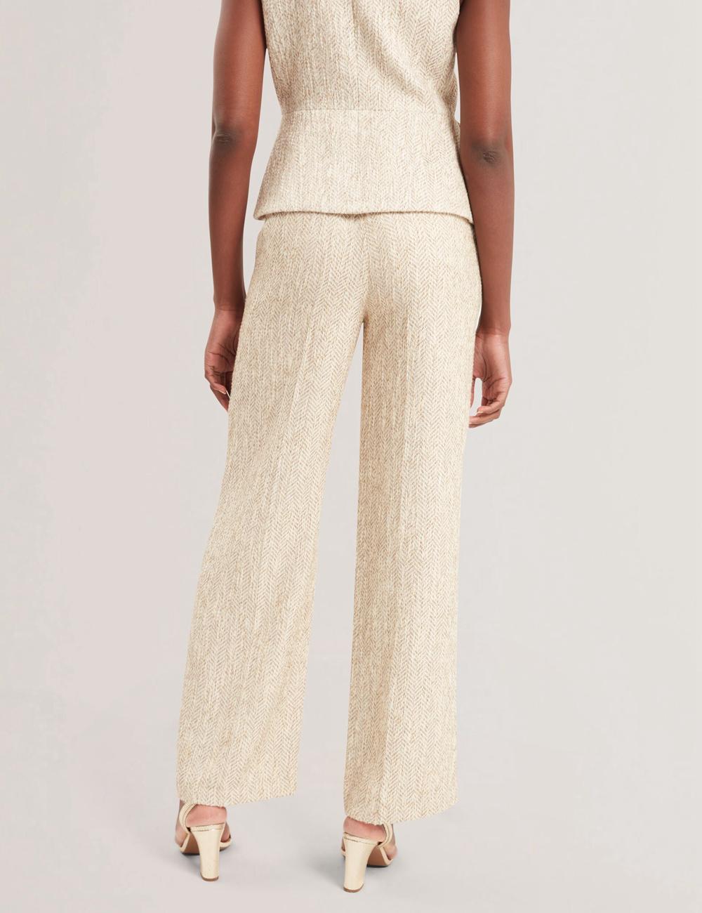 Ivory Ted Baker VULPAT - Boucle Herringbone Wide Leg Tailored Women Trousers | Ireland  4725-NBQWE