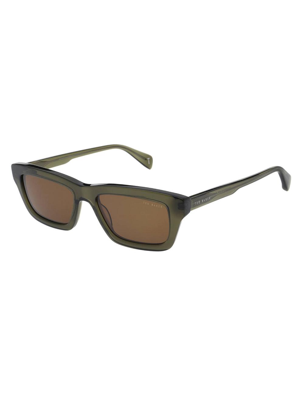 Khaki Green Ted Baker ARTHUR - Chunky Rectangle Acetate Men Sunglasses | Ireland  5697-KVDBM