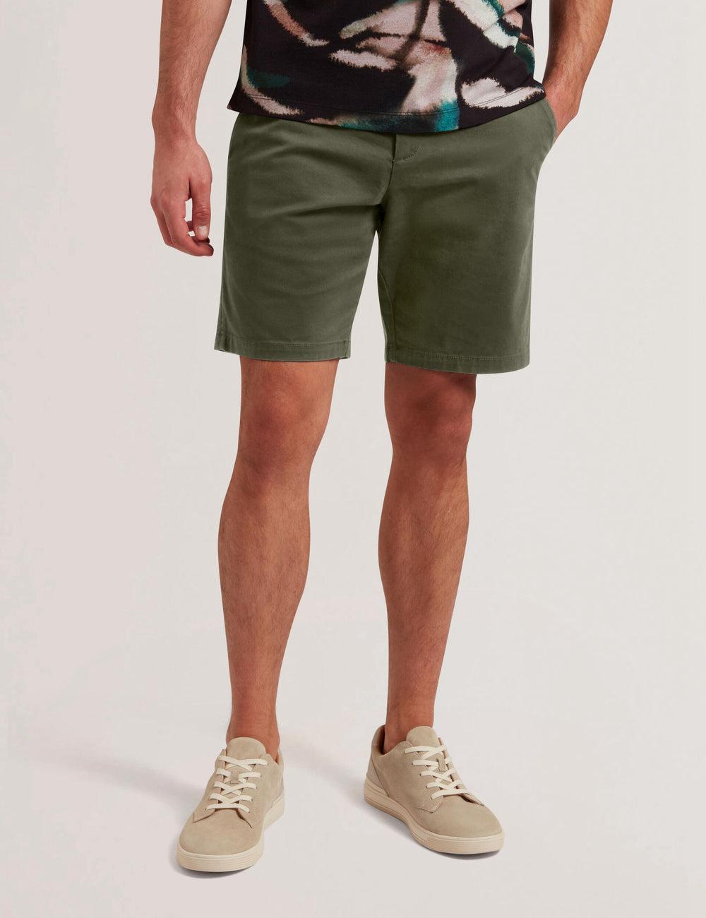Khaki Ted Baker BARNHAM - Regular Fit Cotton Blend Chino Men Shorts | Ireland  8754-DHSPU