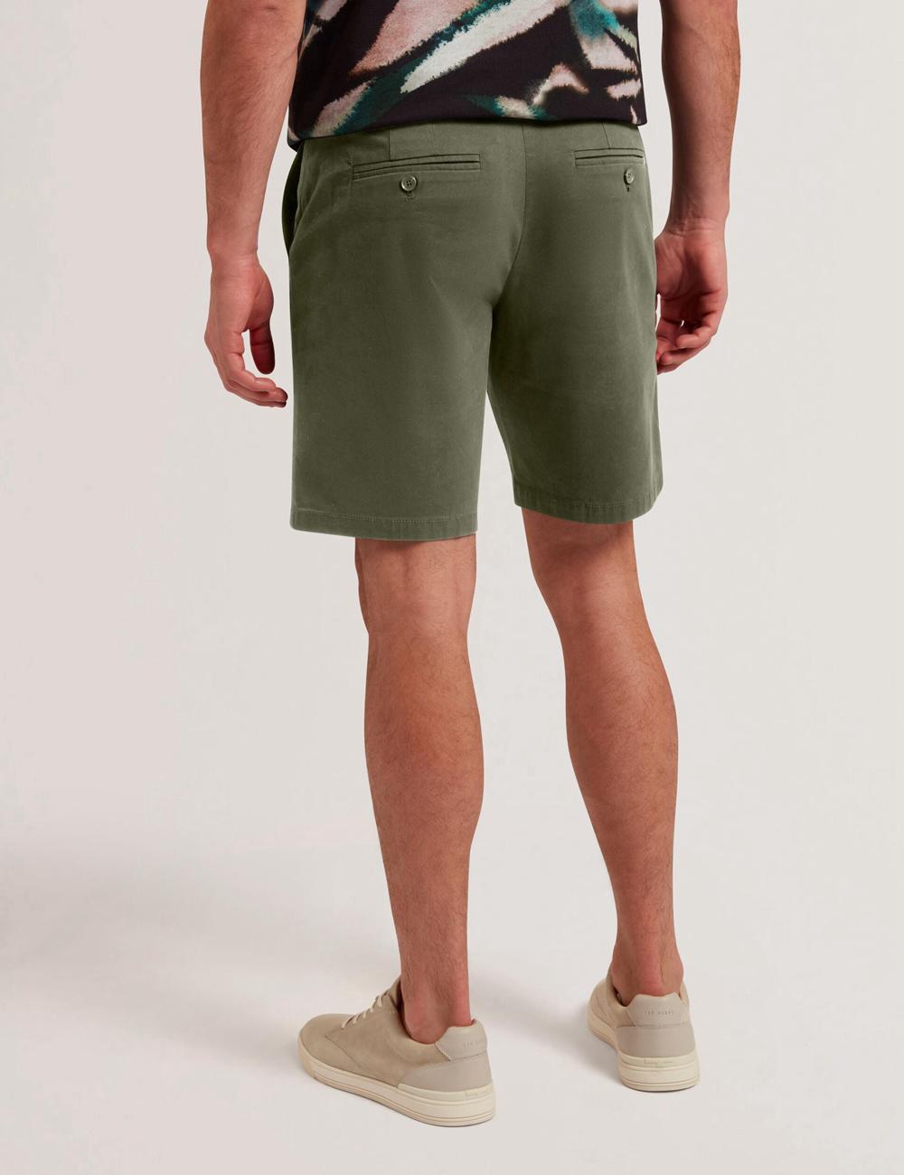 Khaki Ted Baker BARNHAM - Regular Fit Cotton Blend Chino Men Shorts | Ireland  8754-DHSPU