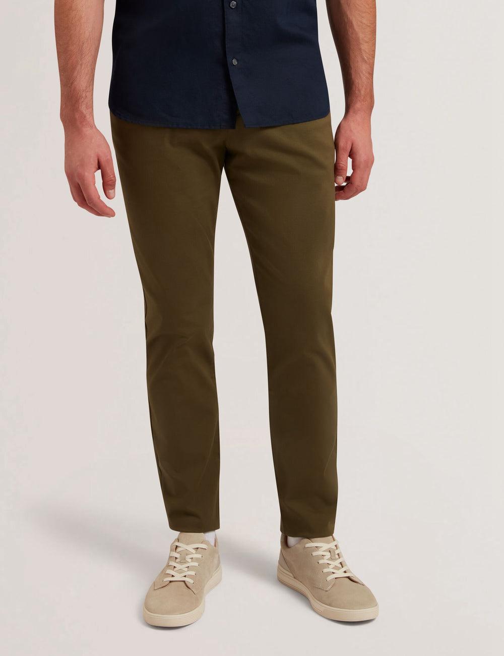 Khaki Ted Baker BATFORD - Slim Fit Cotton Blend Chinos Men Trousers | Ireland  1203-WQAVN